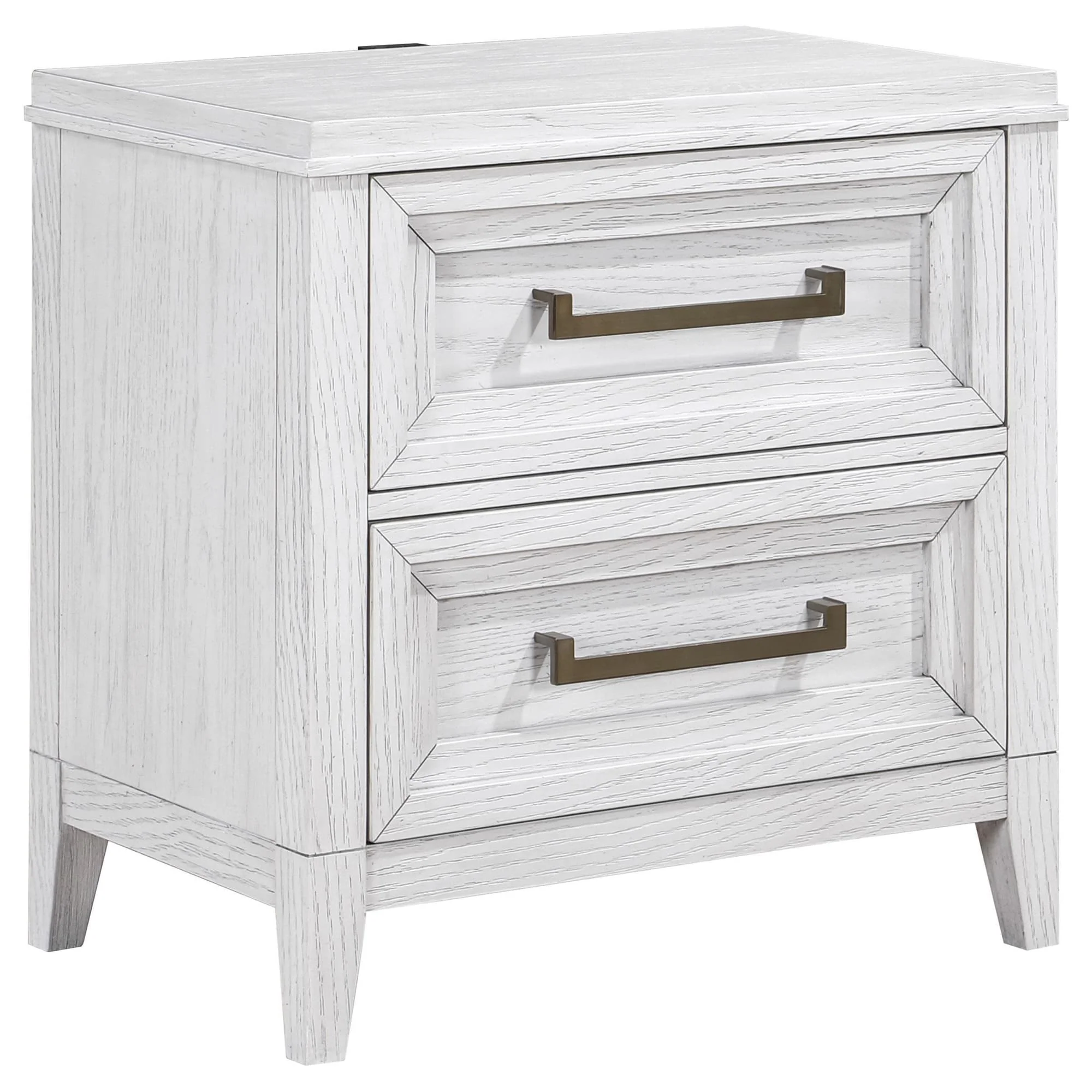 Marielle 2 Drawer Nightstand Bedide Table Distressed White - Image 1