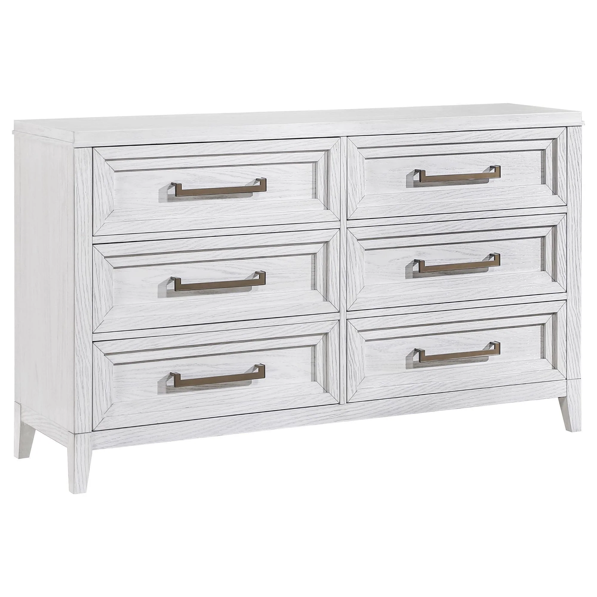 Marielle 6 Drawer Bedroom Dresser Distressed White - Image 1