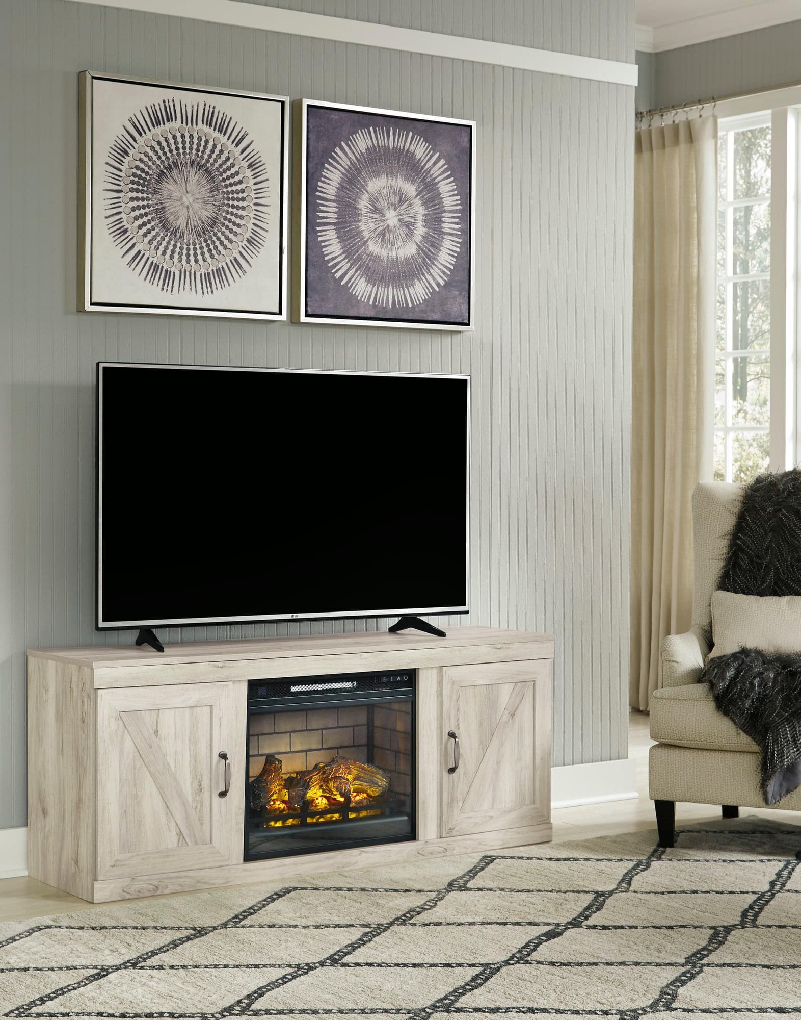 Ew0331-268 TV Stand W fireplace 60"L - Image 1