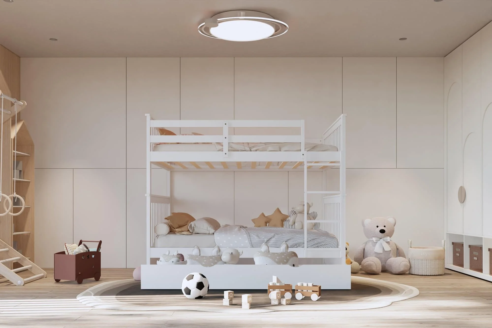 White Trundle Twin Over Twin Bunk Bed