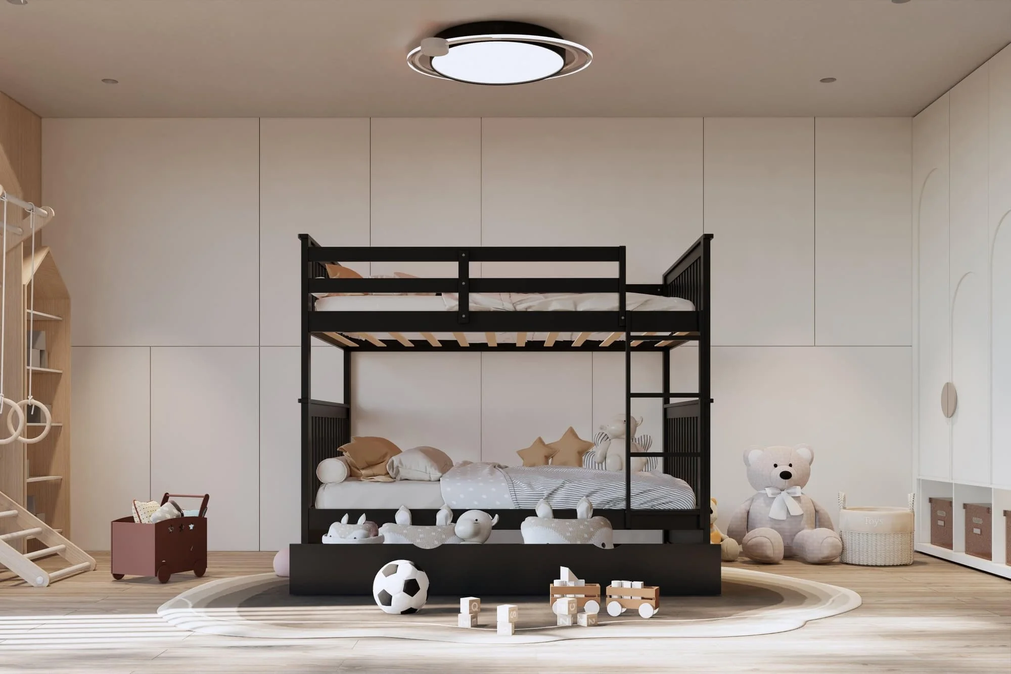 Black Trundle Twin Over Twin Bunk Bed