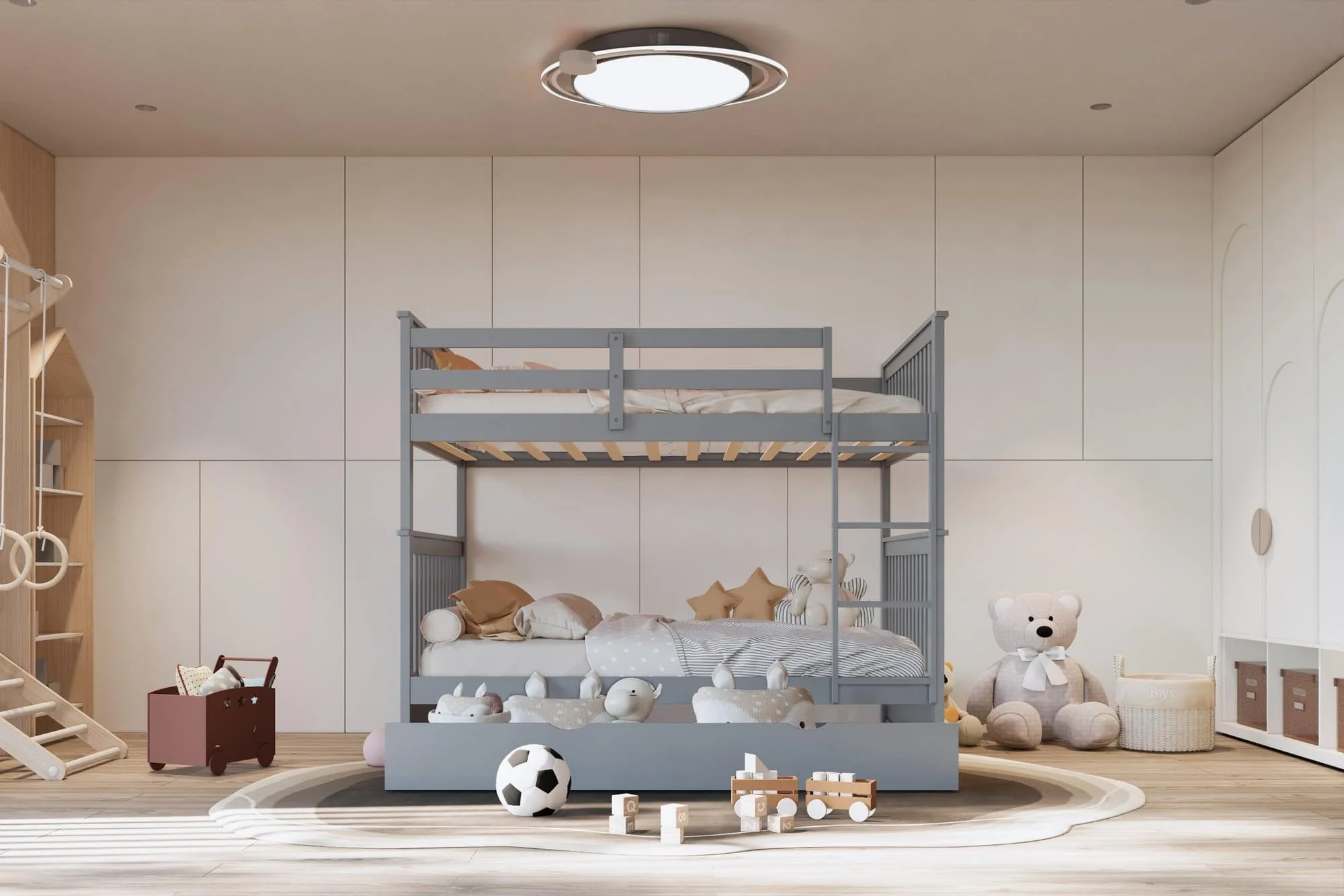 Gray Trundle Twin Over Twin Bunk Bed