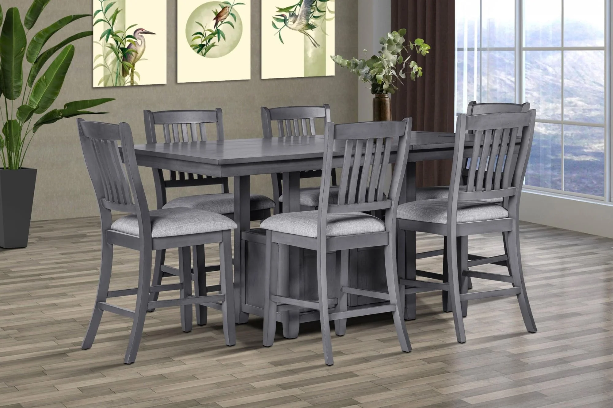 Groma Gray Fabric Dining Room Set - Image 1