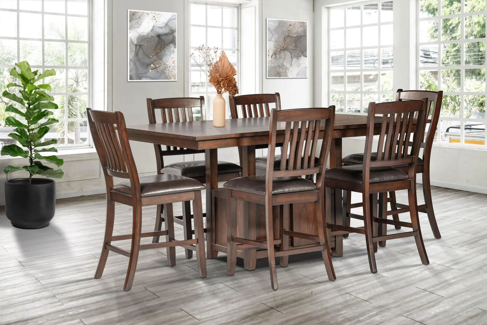 Bill Brown Faux Leather Counter Height Set