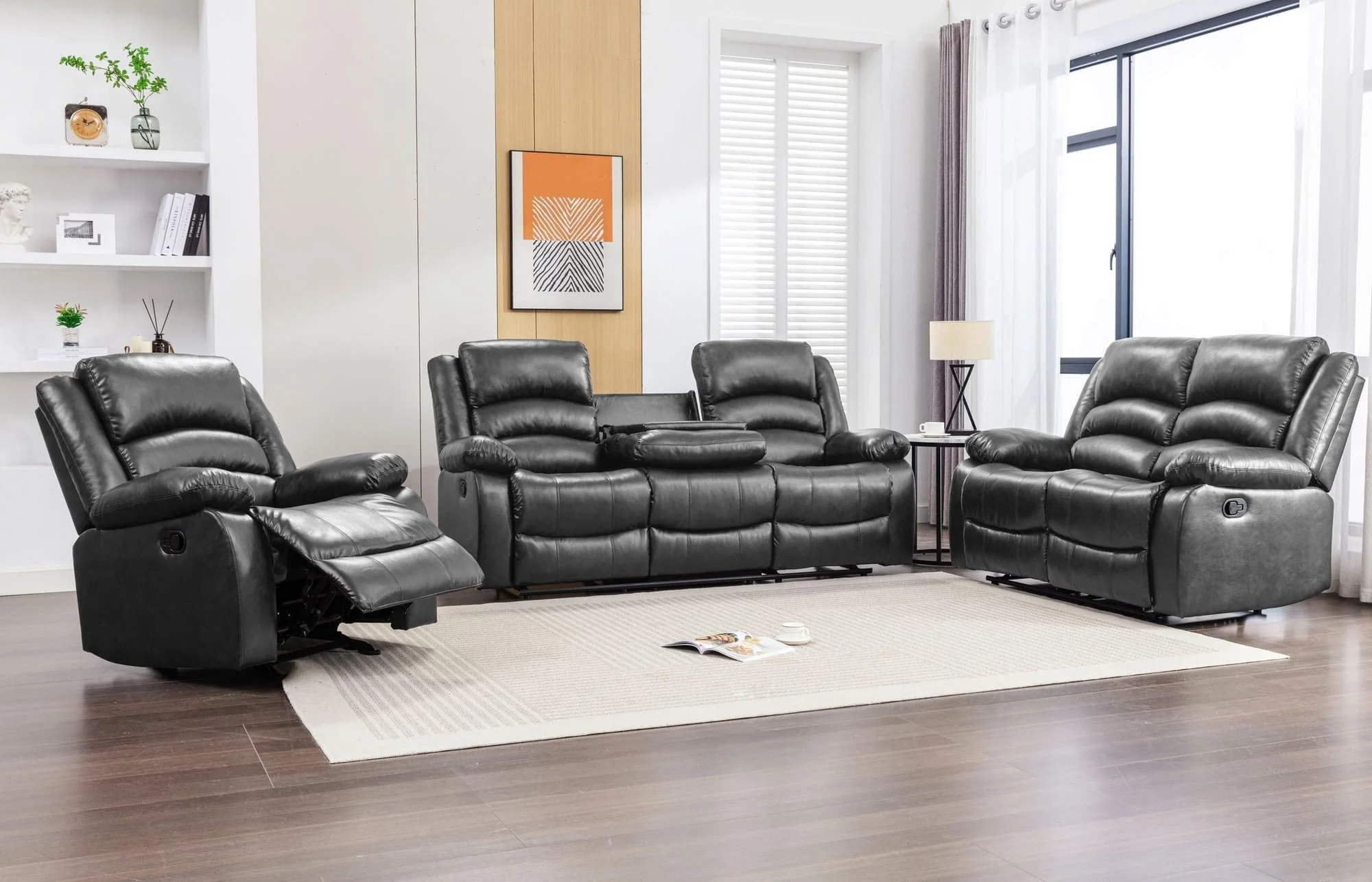 Dynamo Black 3-Piece Reclining Set - Image 1