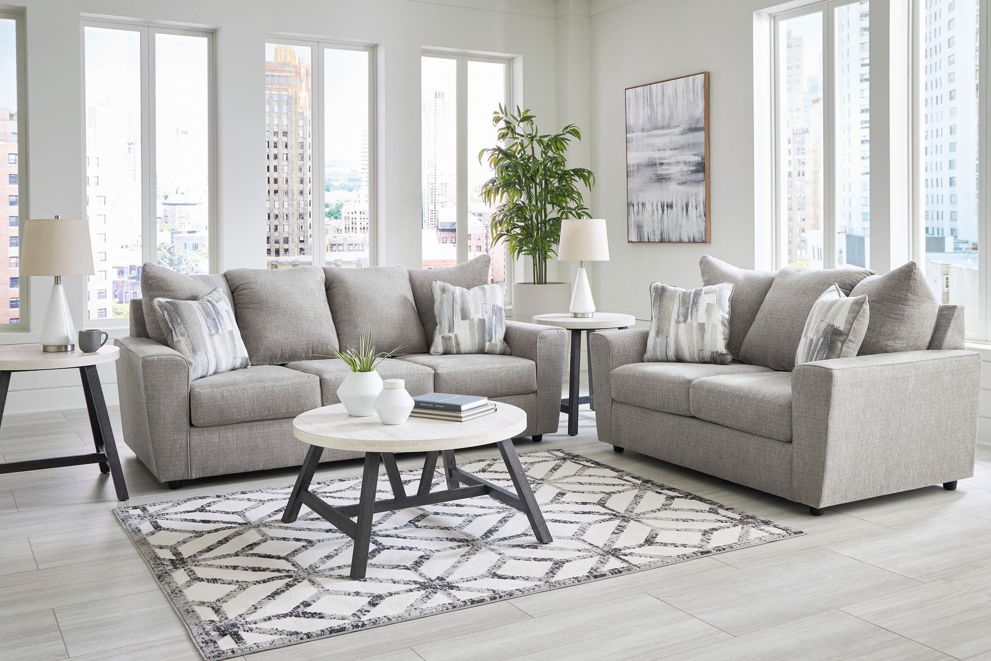 Anchor Light Gray Fabric 2-Piece Living Room Set - Image 1