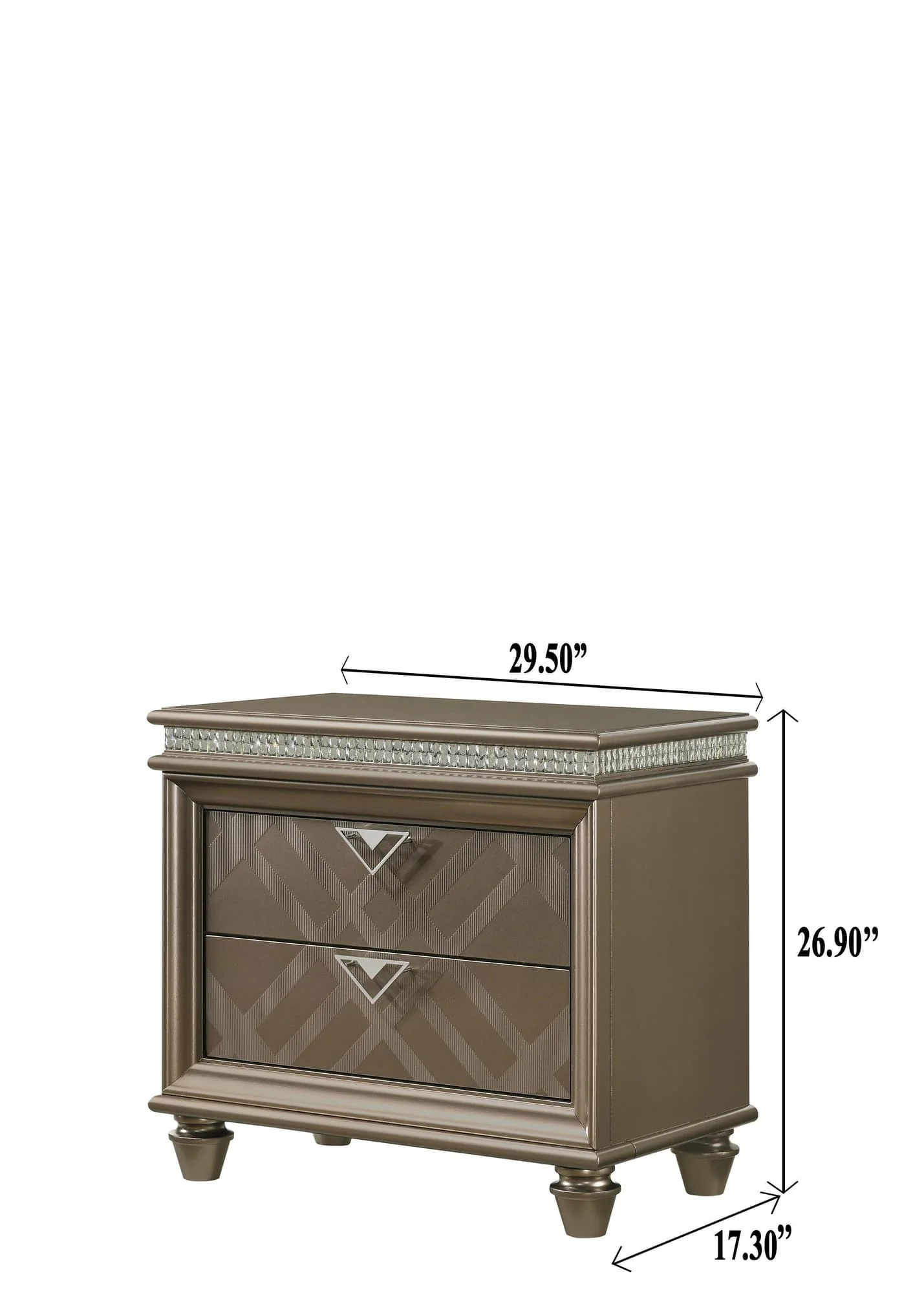 Cristal NightStand Gold 2 Drawers - Image 1
