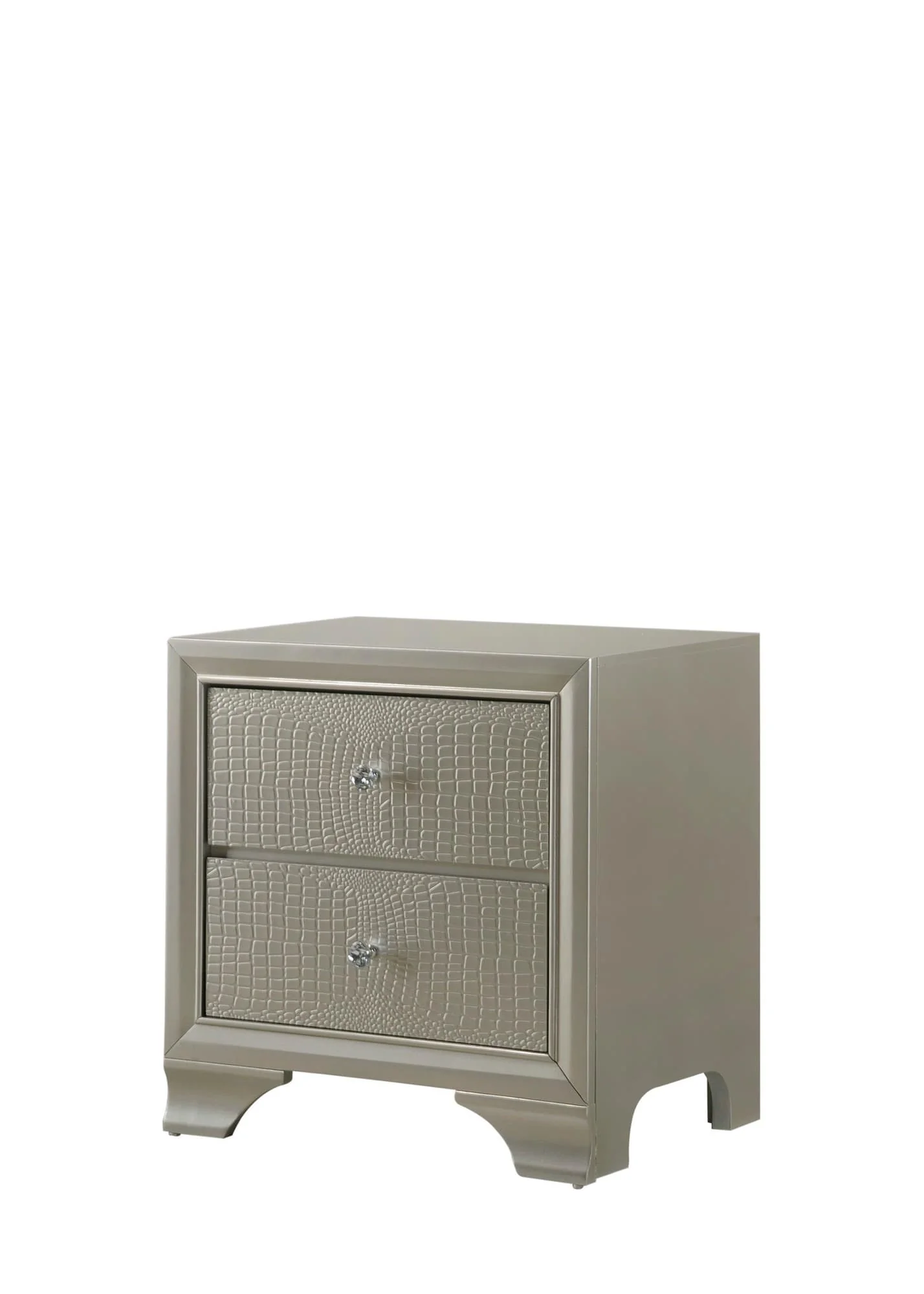 Lyssa Nightstand Champagne Faux Drawers Glides - Image 1