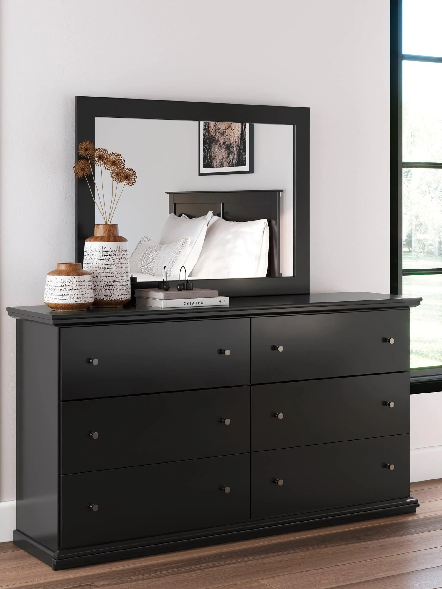 Maribel Black Dresser And Mirror - Image 1
