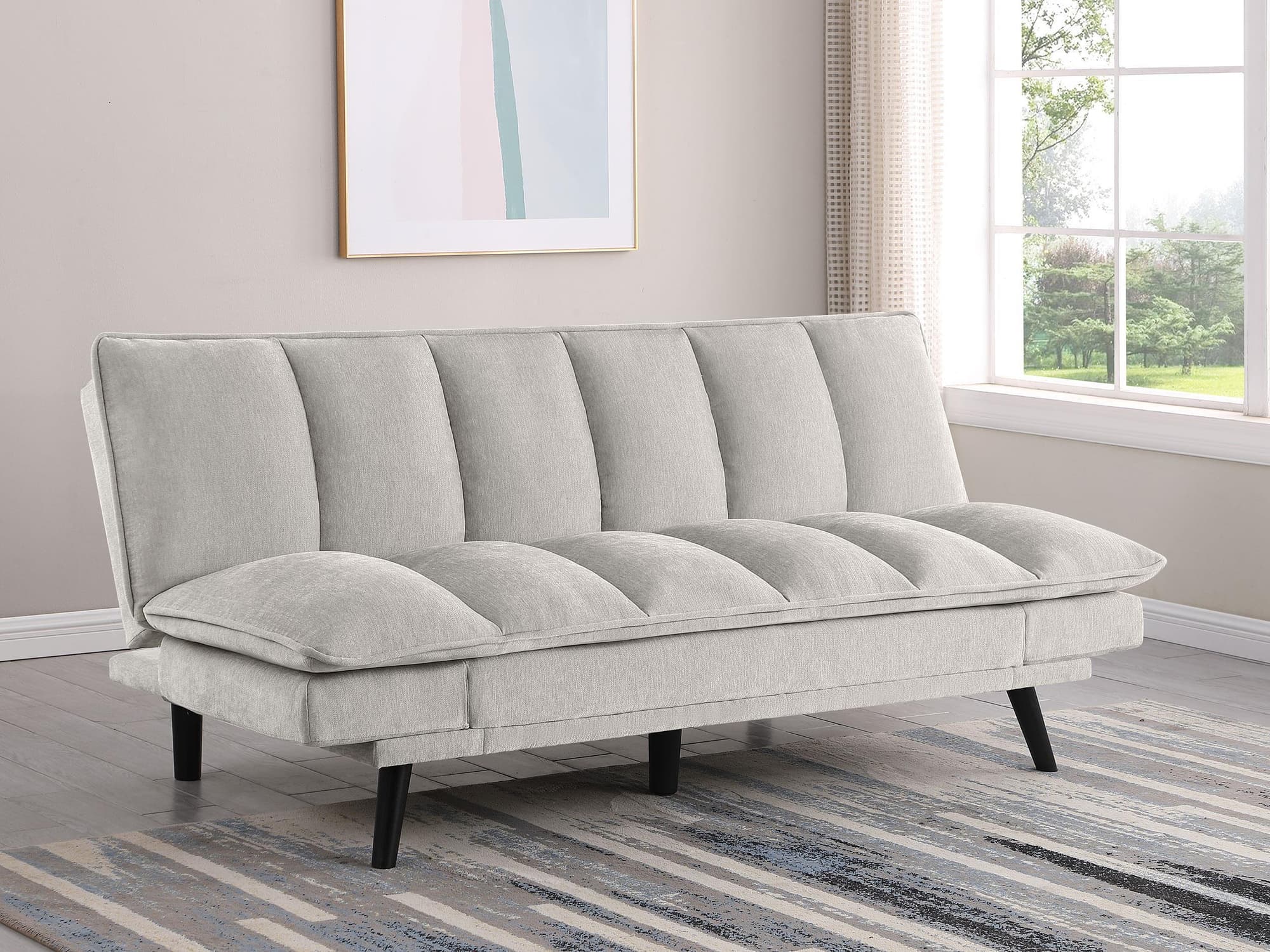 Laredo Upholstered Tufted Convertible Sofa Bed Light Grey - Image 1