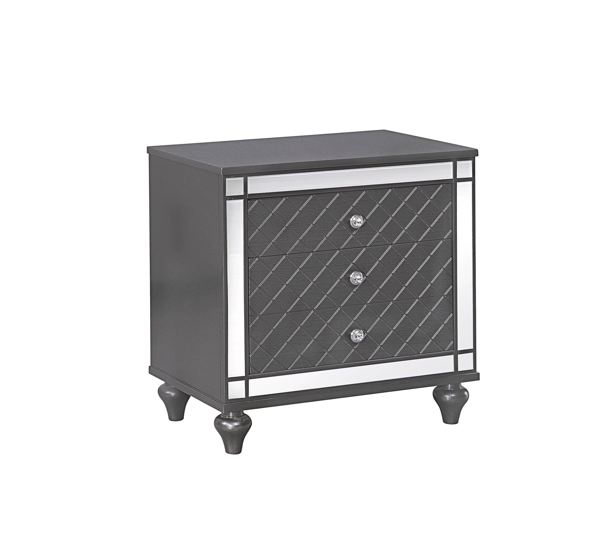 Refino Nightstand Gray 3 Drawers - Image 1