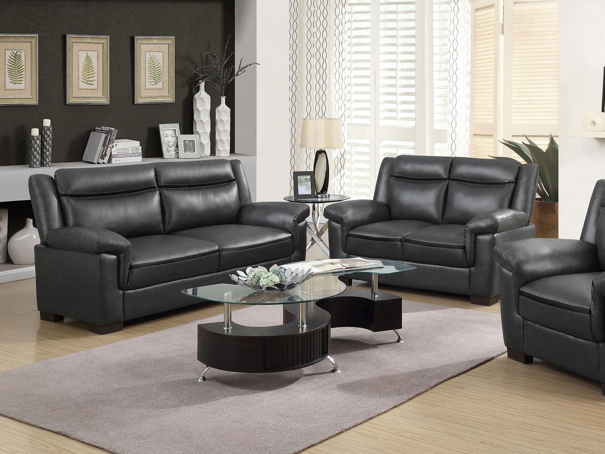 Arabella Brown Faux Leather 2-Piece Living Room Set - Image 1