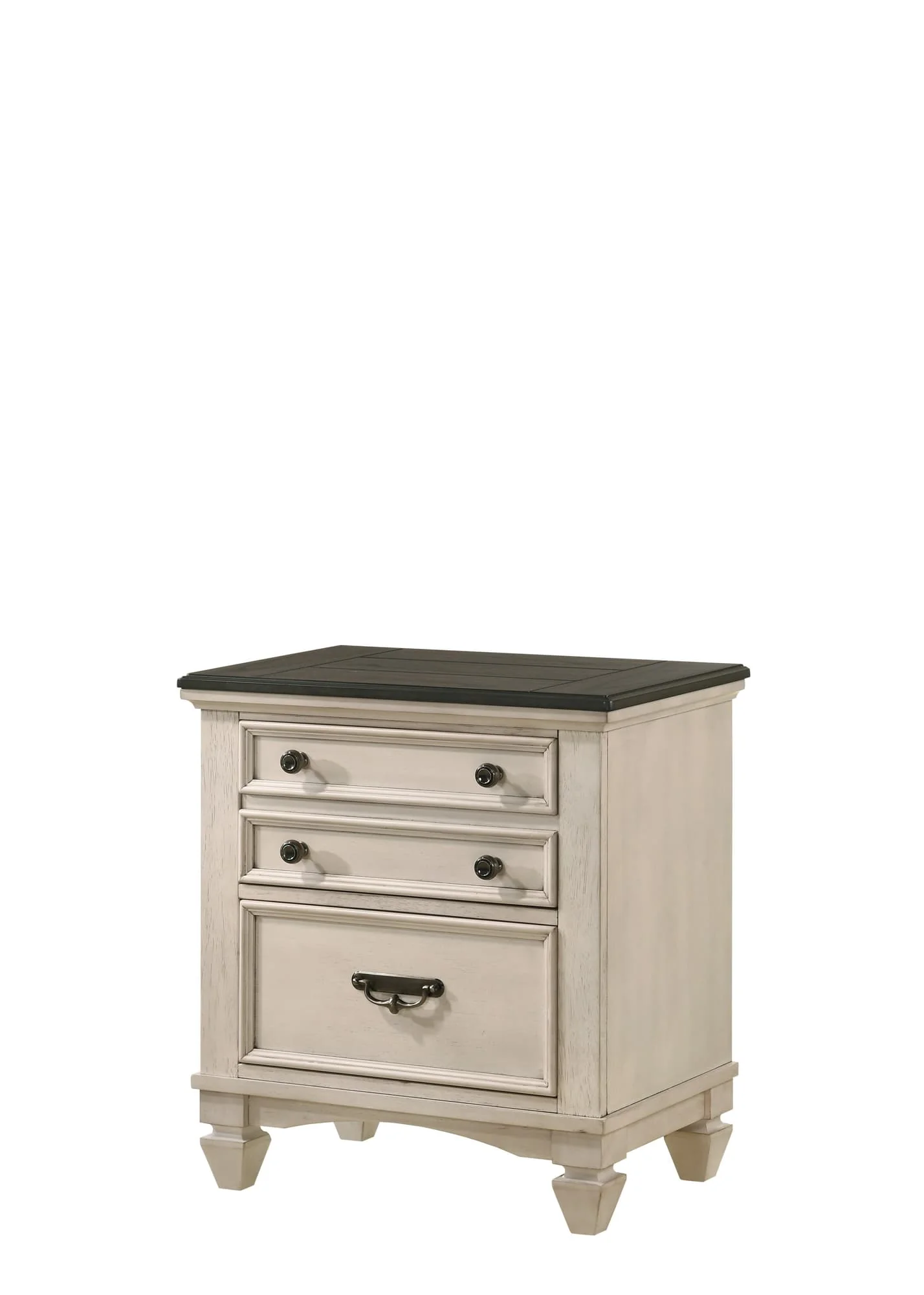 Sawyer Nightstand Cream Brown 3 Drawers - Image 1