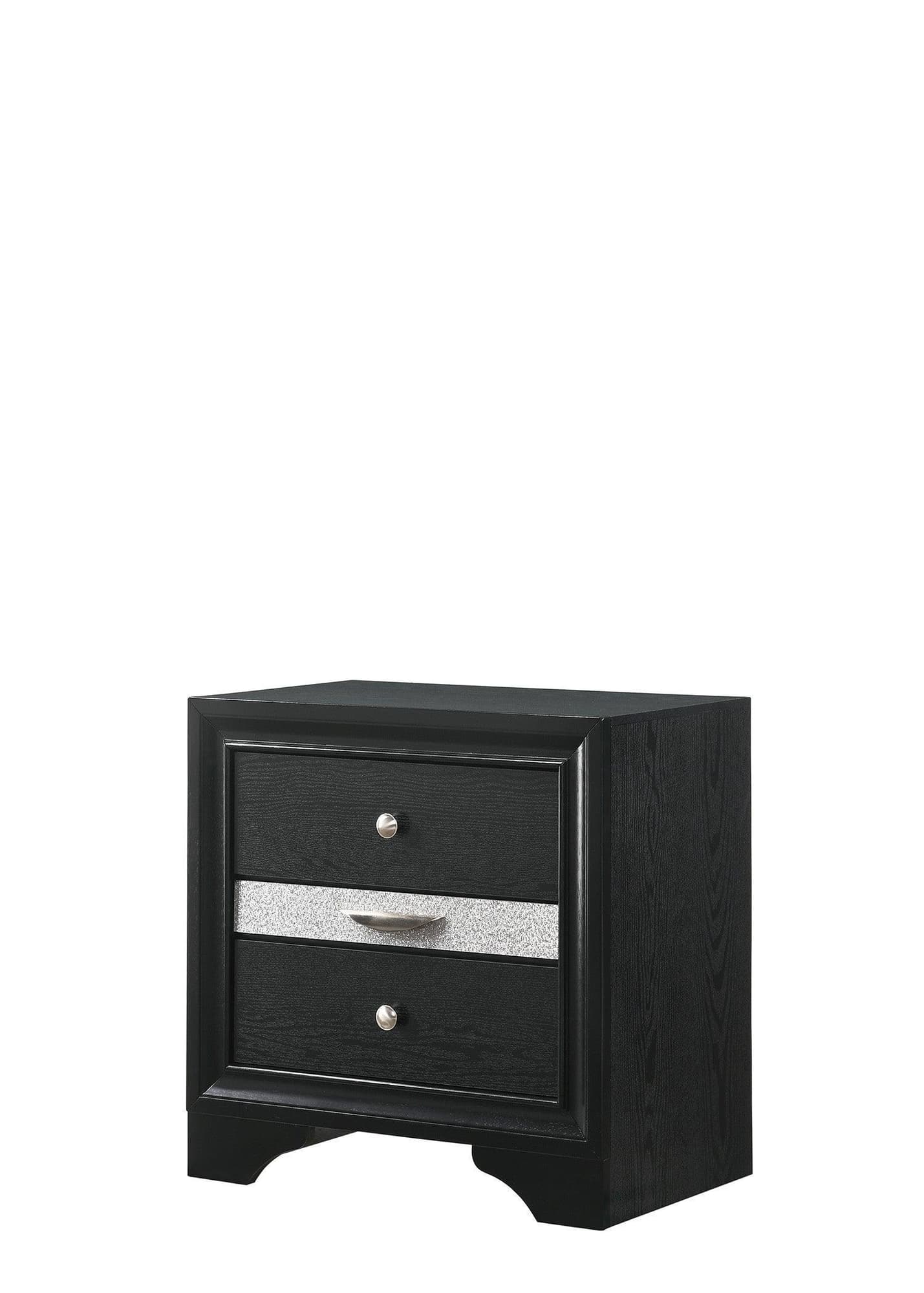 Regata Nightstand Black Silvers 2 Drawers - Image 1