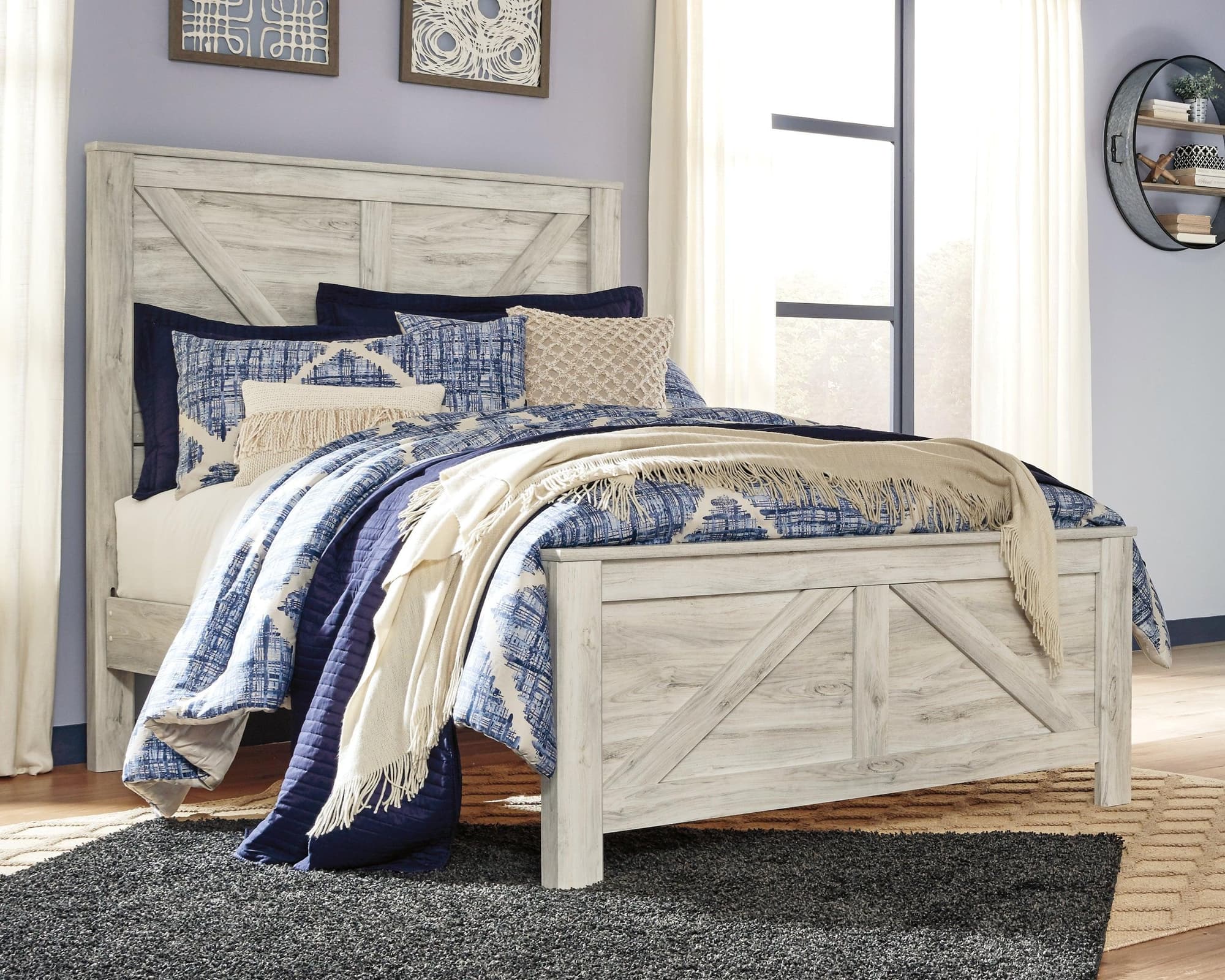 Bellaby Whitewash Queen Crossbuck Panel Bed - Image 1