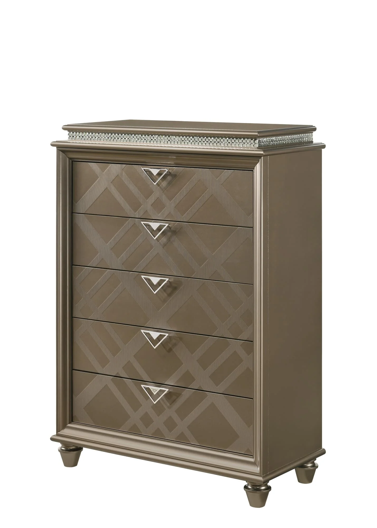 Cristal Chest Gold Glass 5 Drawers - Image 1
