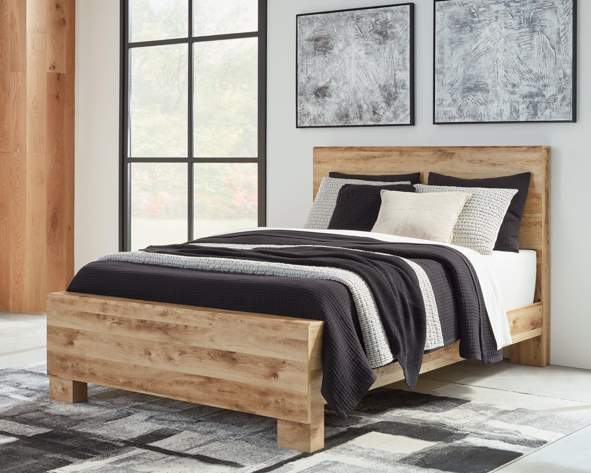 Hyanna Tan Queen Panel Bed - Image 1