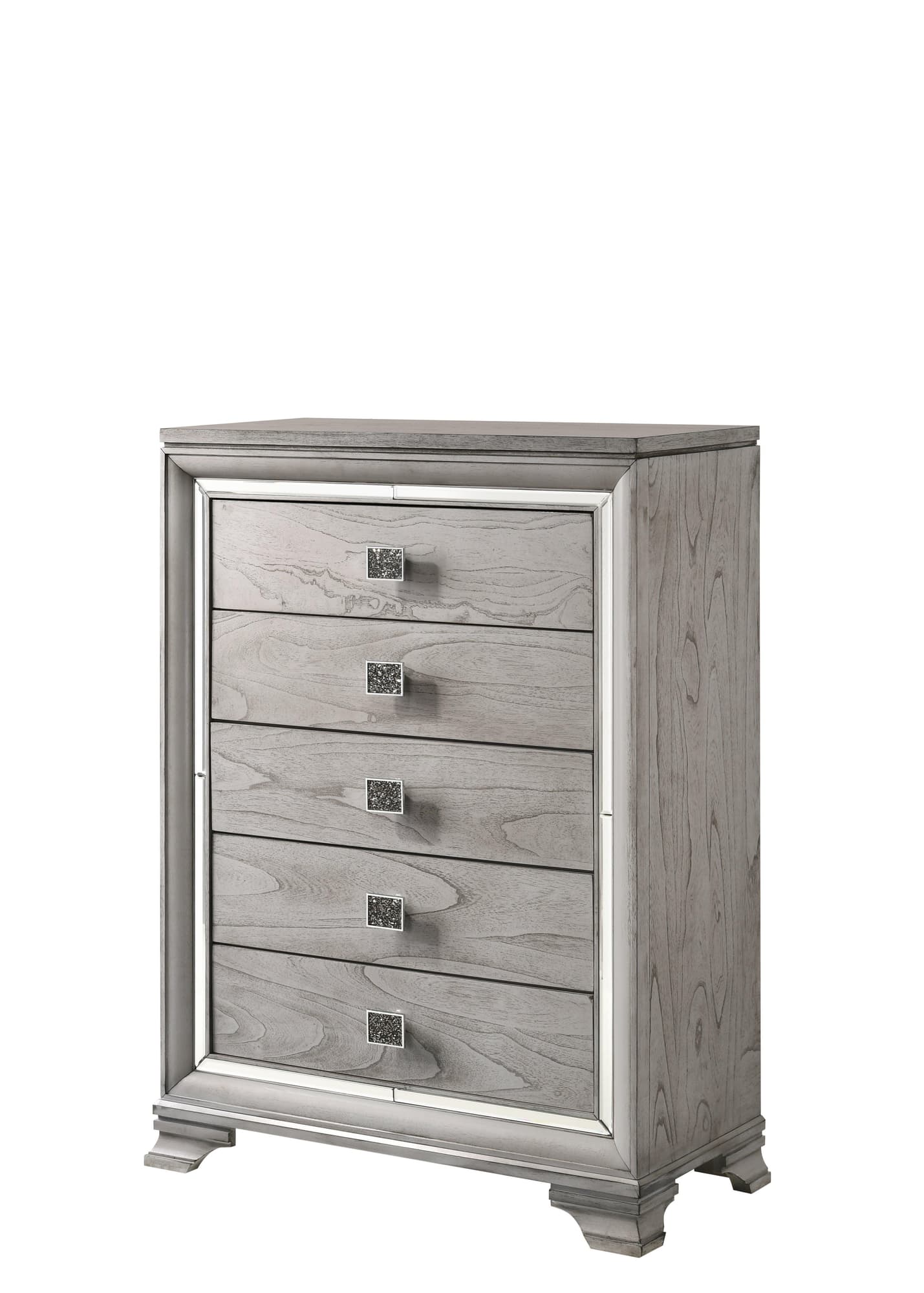 Vail Chest Gray Black Crystal 5 Drawers - Image 1