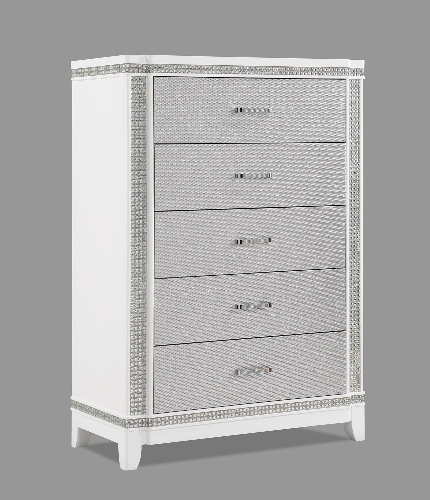 Ariane Chest White Silver 5 Drawers - Image 1