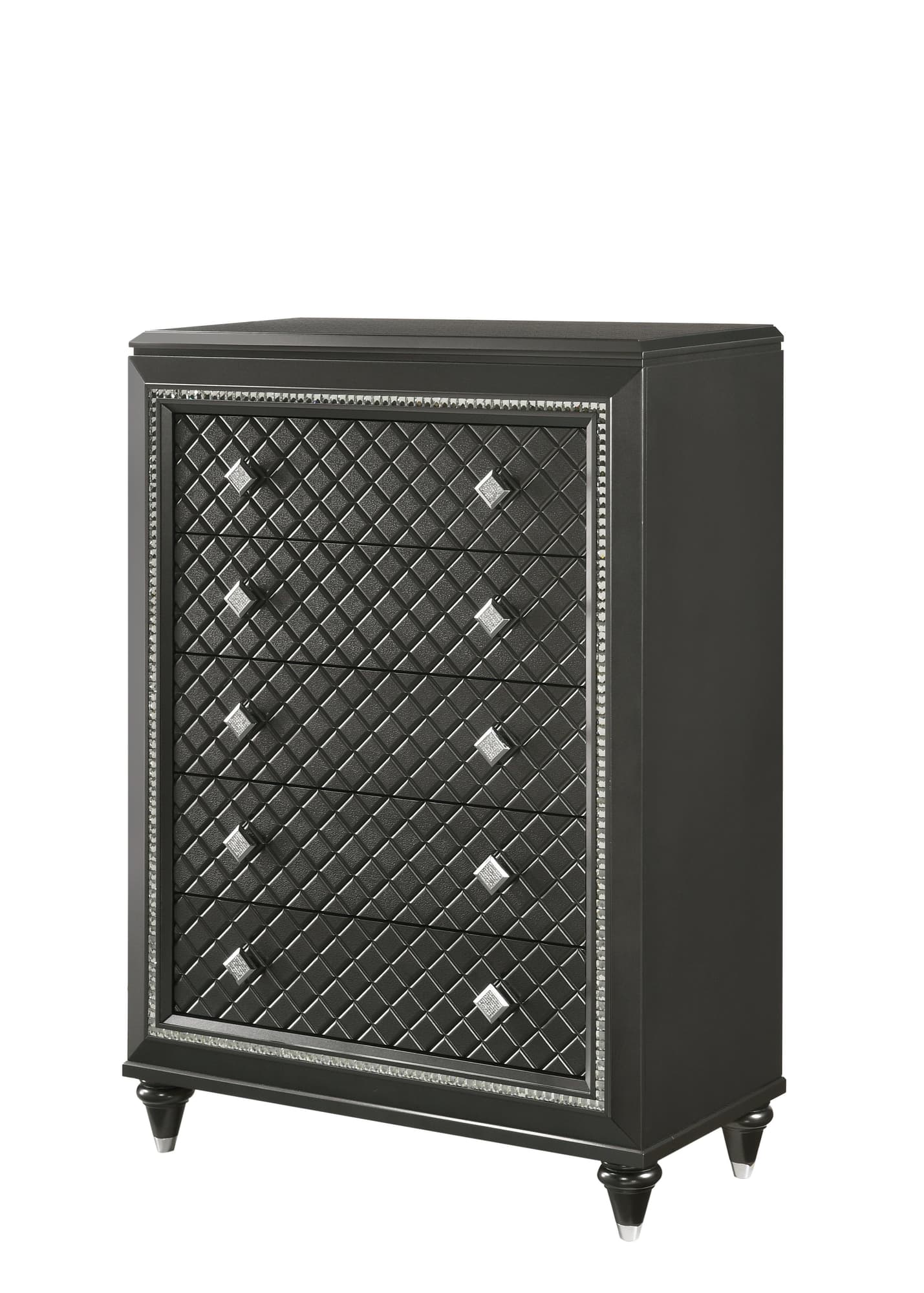 Giovani Chest Black Gray Faux Crystal 5 Drawers - Image 1