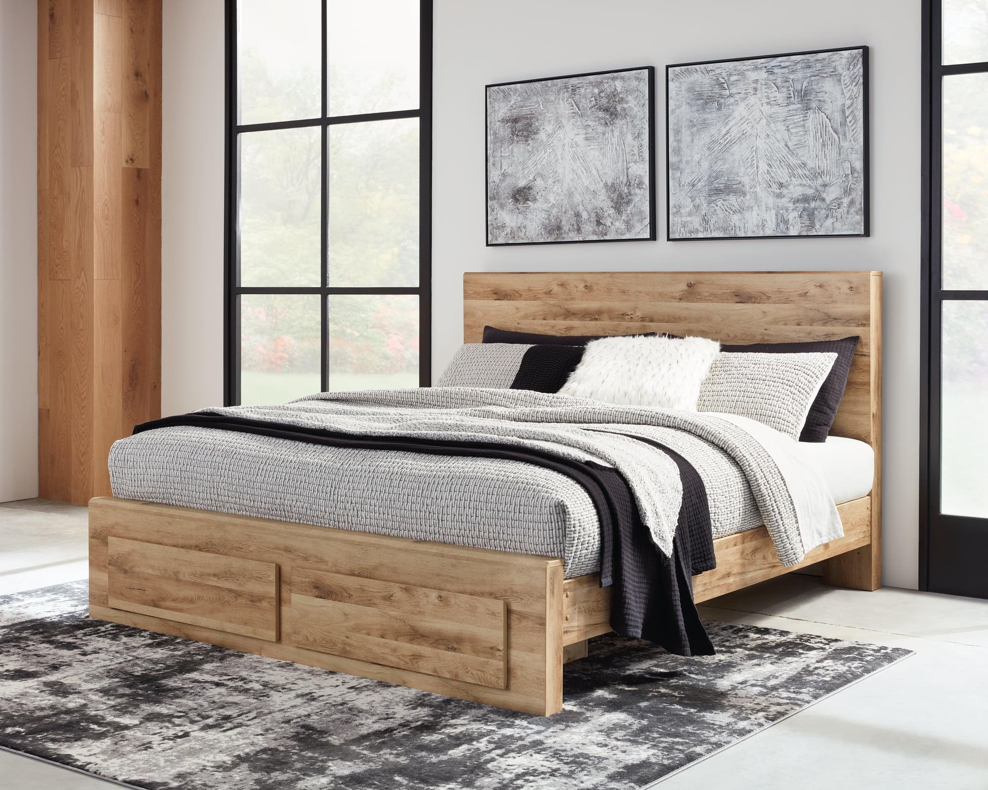 Hyanna Tan King Panel Storage Bed - Image 1