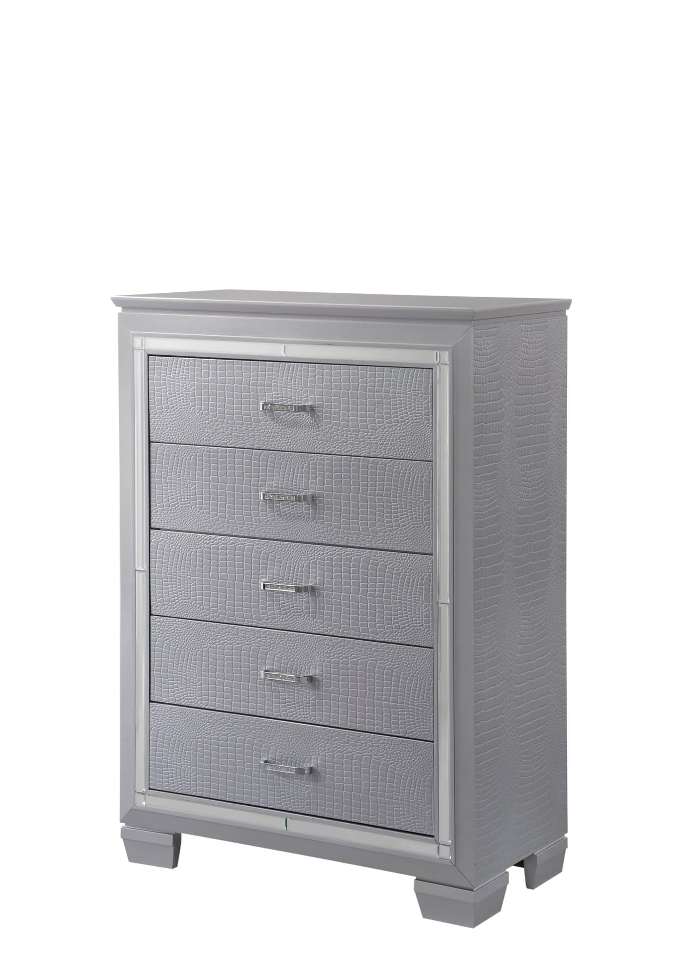 Lillian Chest Silver Faux 5 Drawers - Image 1