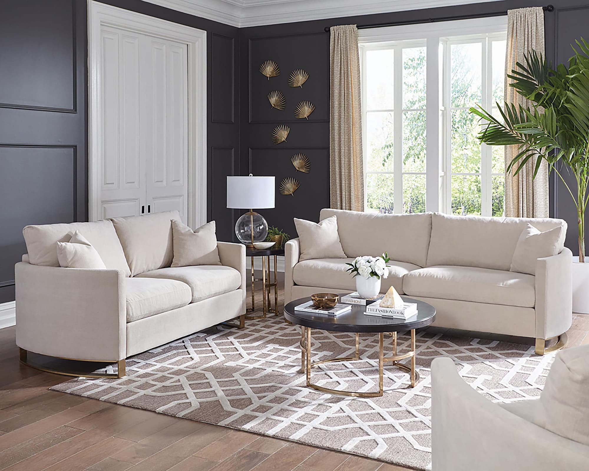 Corliss 3-Piece Upholstered Arched Arm Sofa Set Beige - Image 1