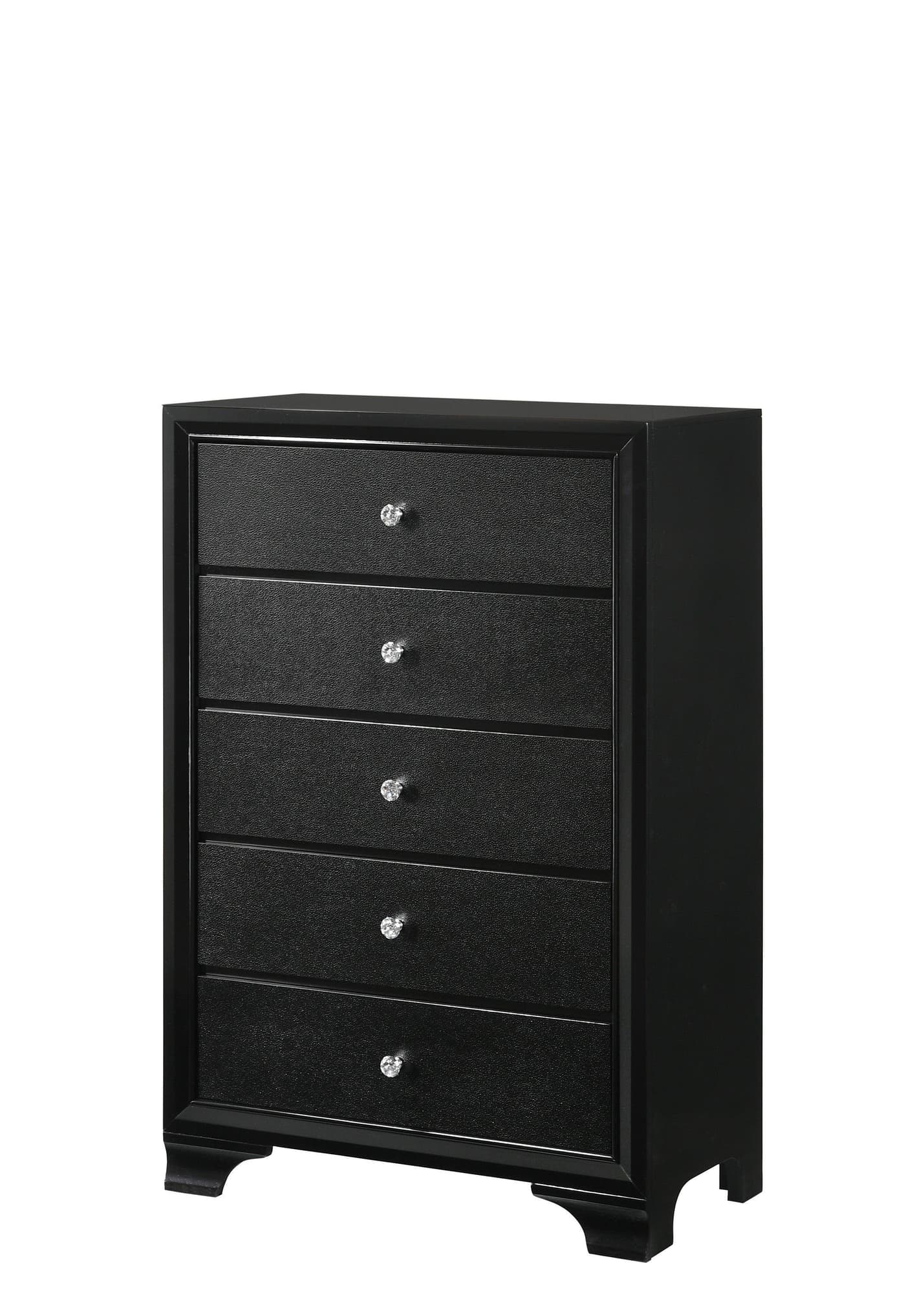Micah Chest Black Faux 5 Drawers - Image 1