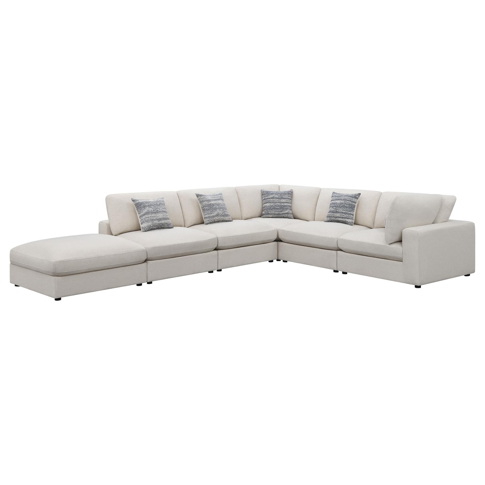 Serene 6-Piece Upholstered Modular Sectional Sofa Beige - Image 1
