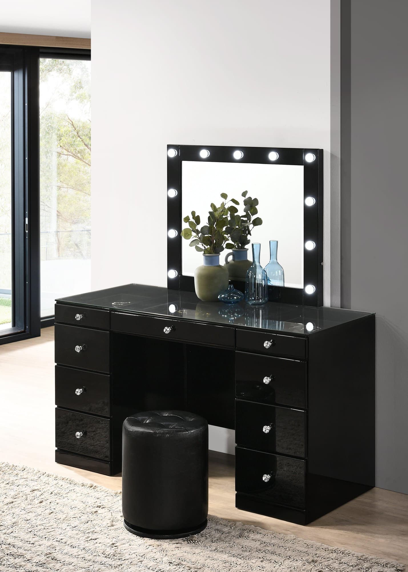 Avery Black Vanity Set