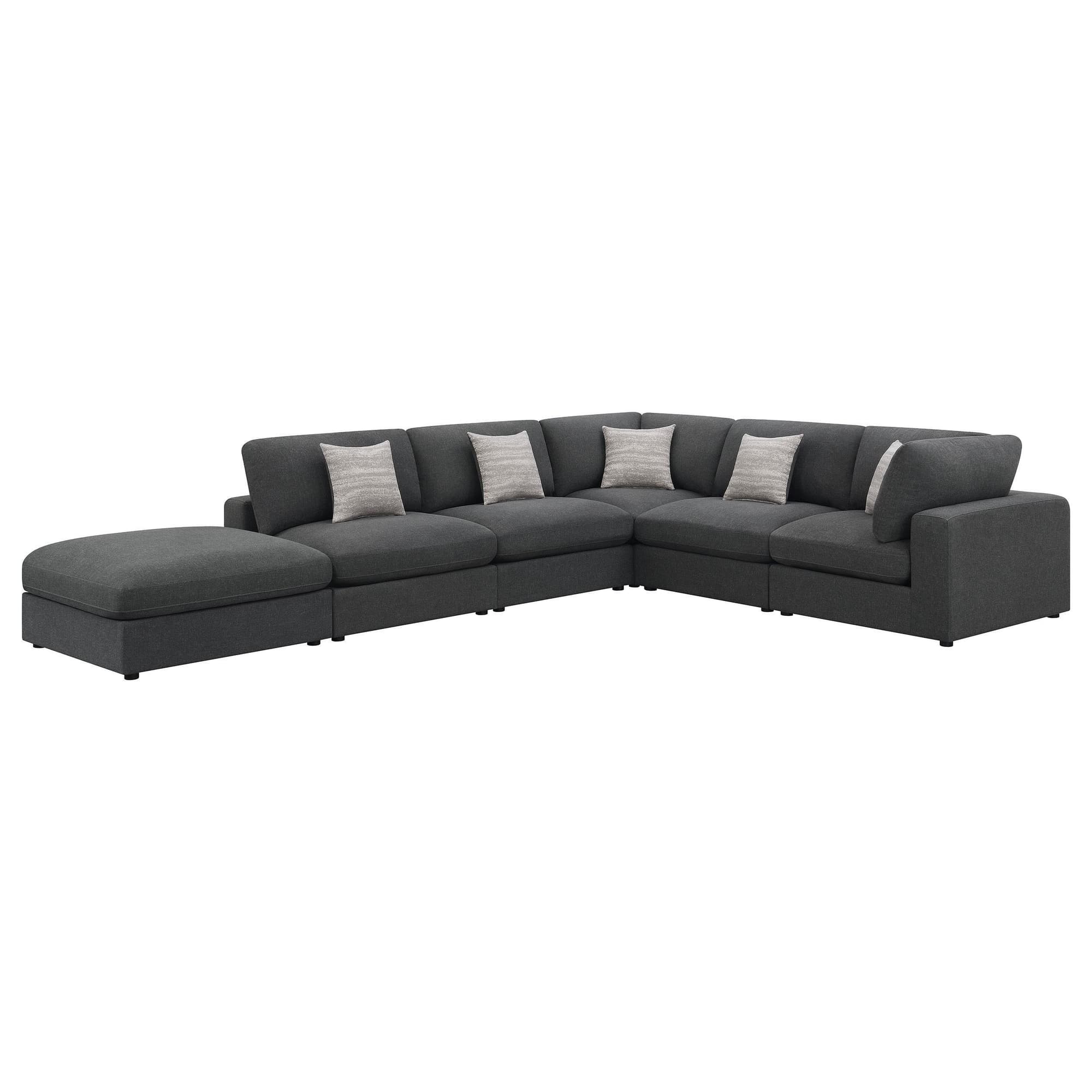 Serene 6-Piece Upholstered Modular Sectional Sofa Charcoal - Image 1