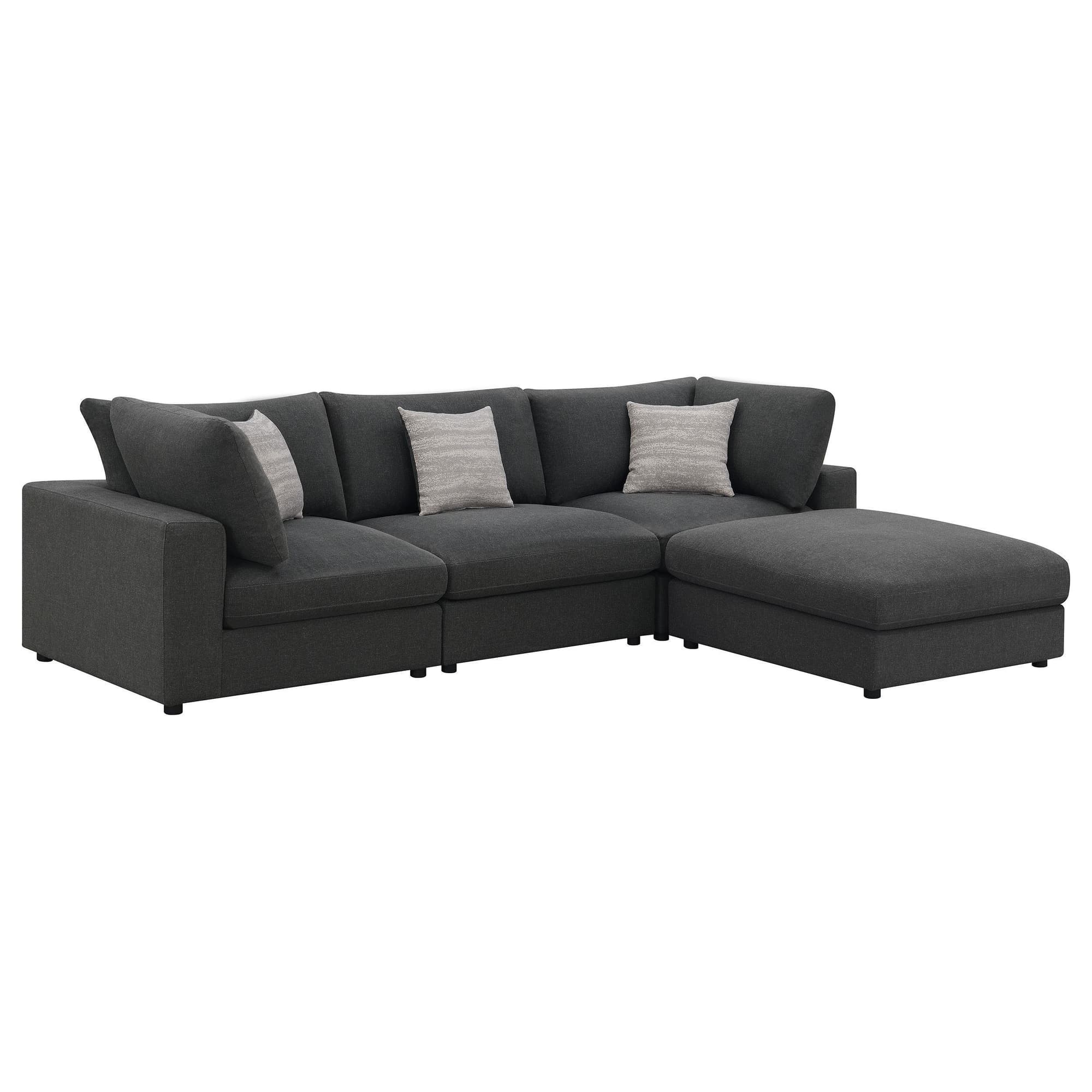 Serene 4-Piece Upholstered Modular Sectional Sofa Charcoal - Image 1