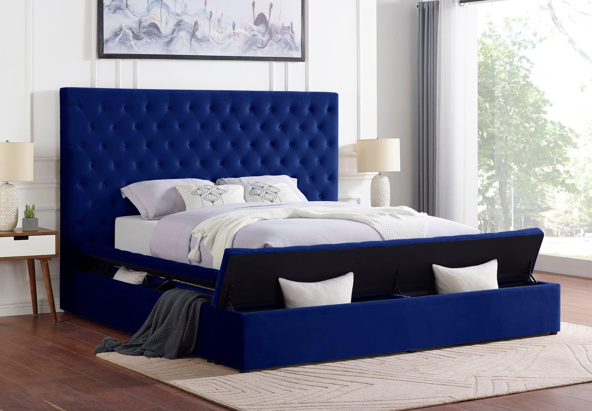 Paris Navy Platform King Bed - Image 1