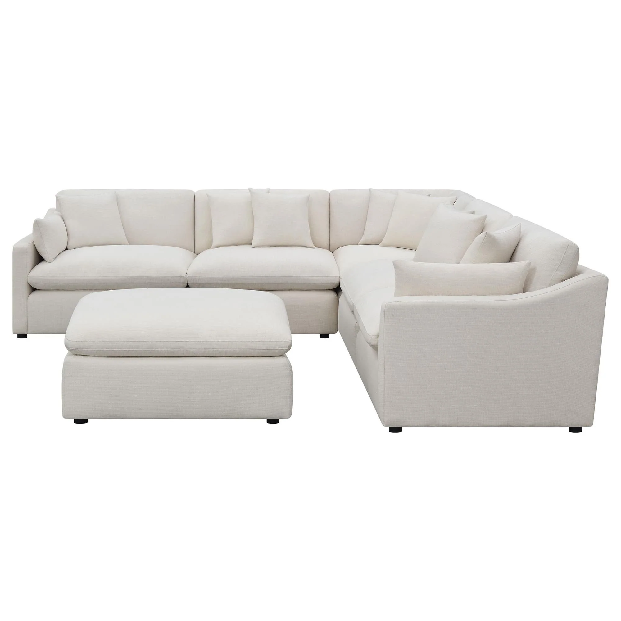 Hobson 6-Piece Upholstered Modular Sectional Sofa Ivory - Image 1
