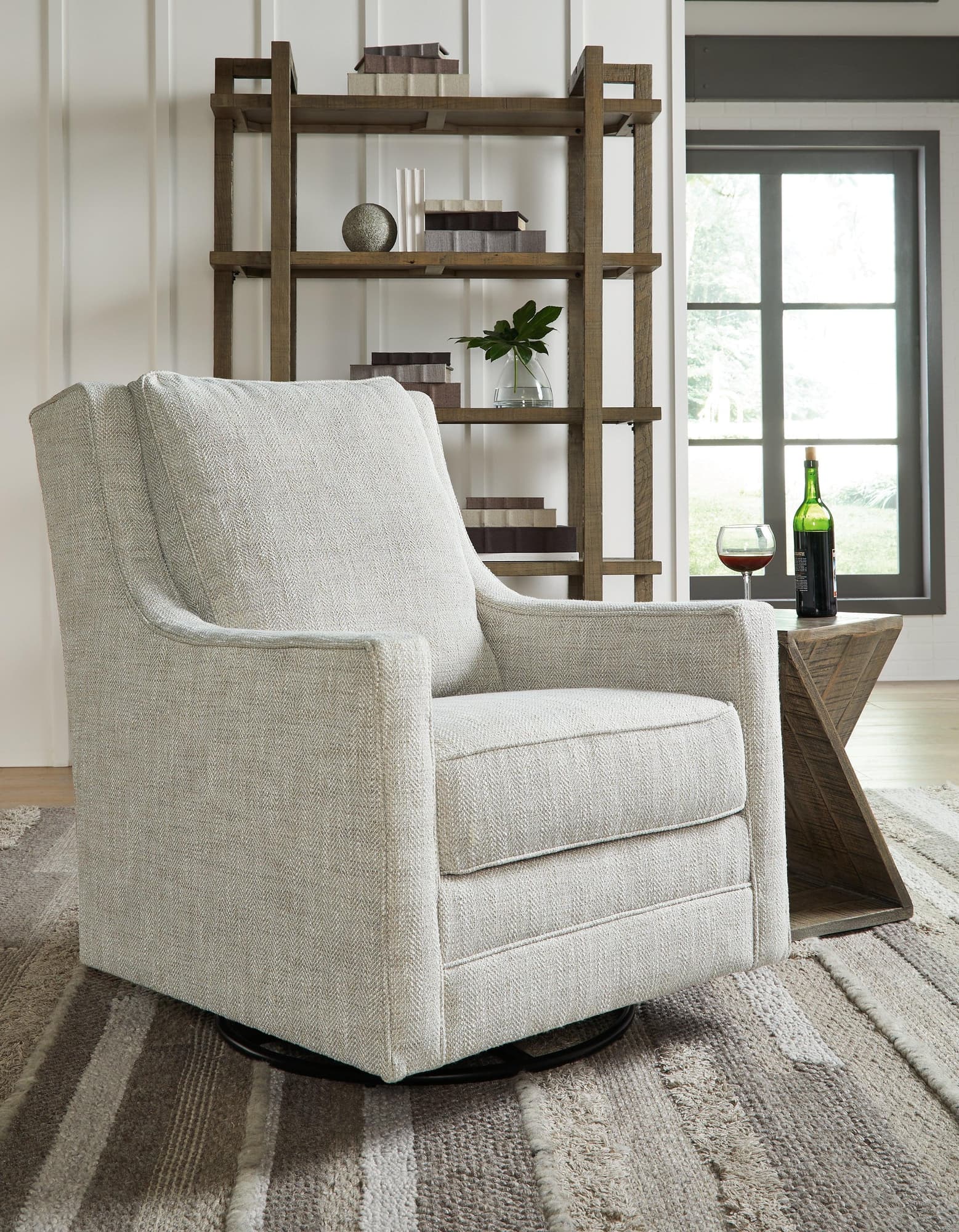 Kambria Fog Swivel Glider Accent Chair - Image 1