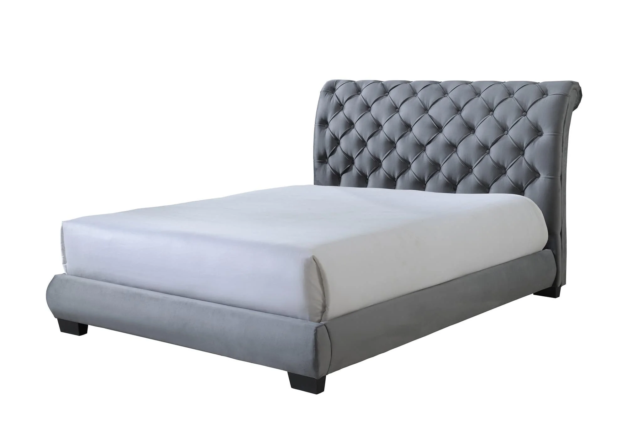 Carly Gray Fabric Upholstered Tufted Platform King Bed - Image 1