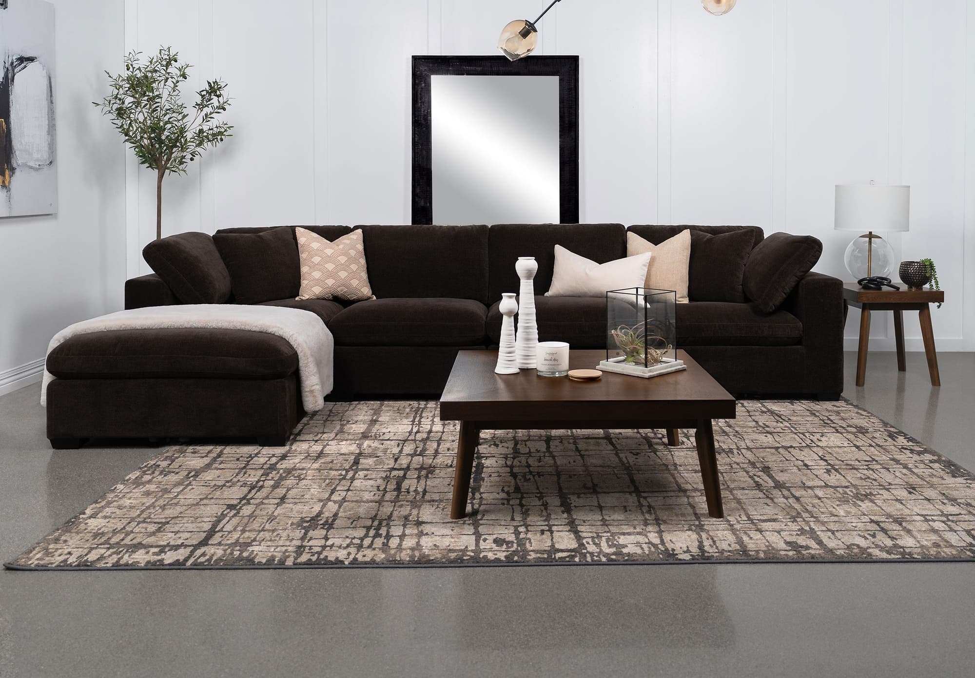 Lakeview 5-Piece Upholstered Modular Sectional Chocolate - Image 1