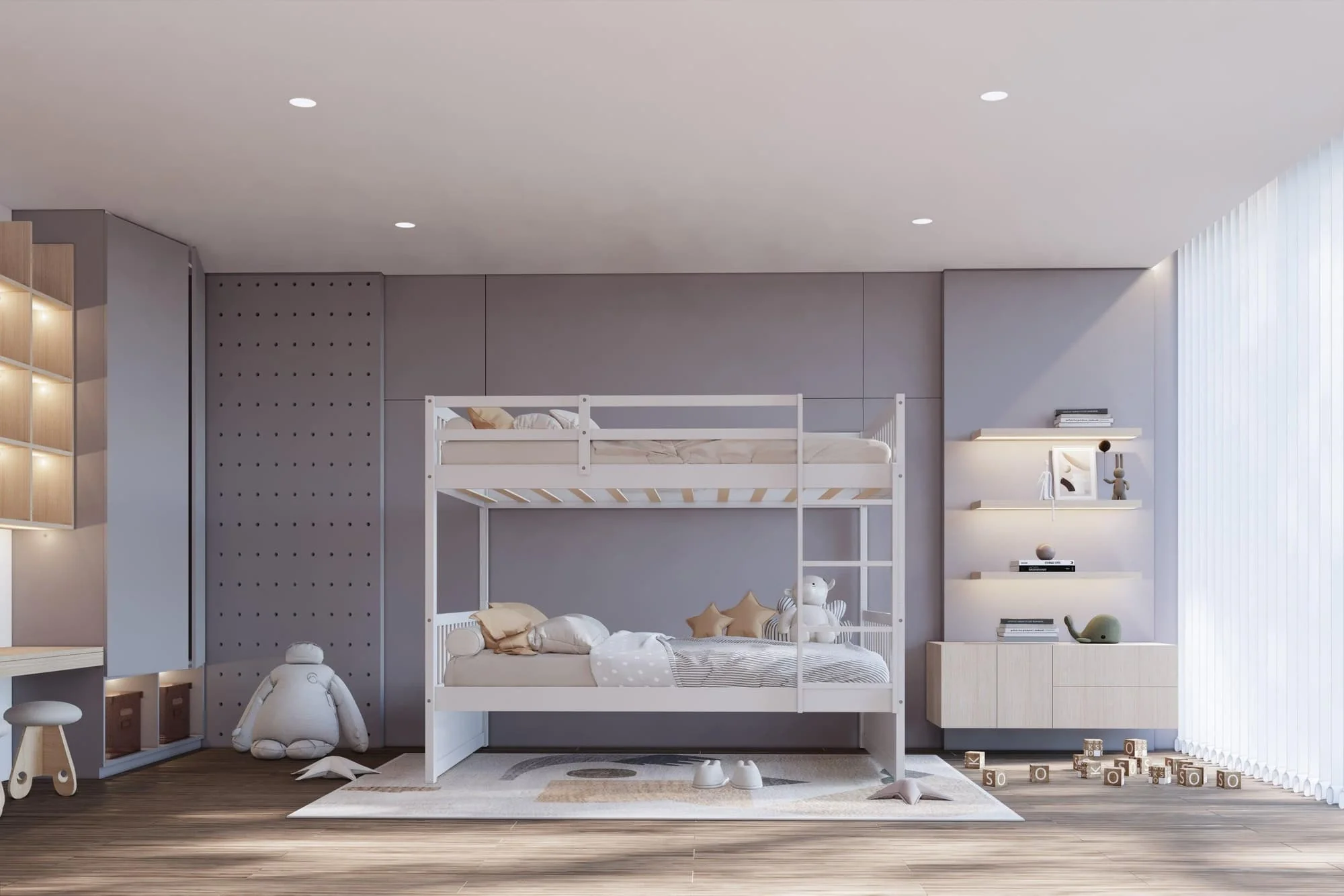 White Twin Over Twin Bunk Bed