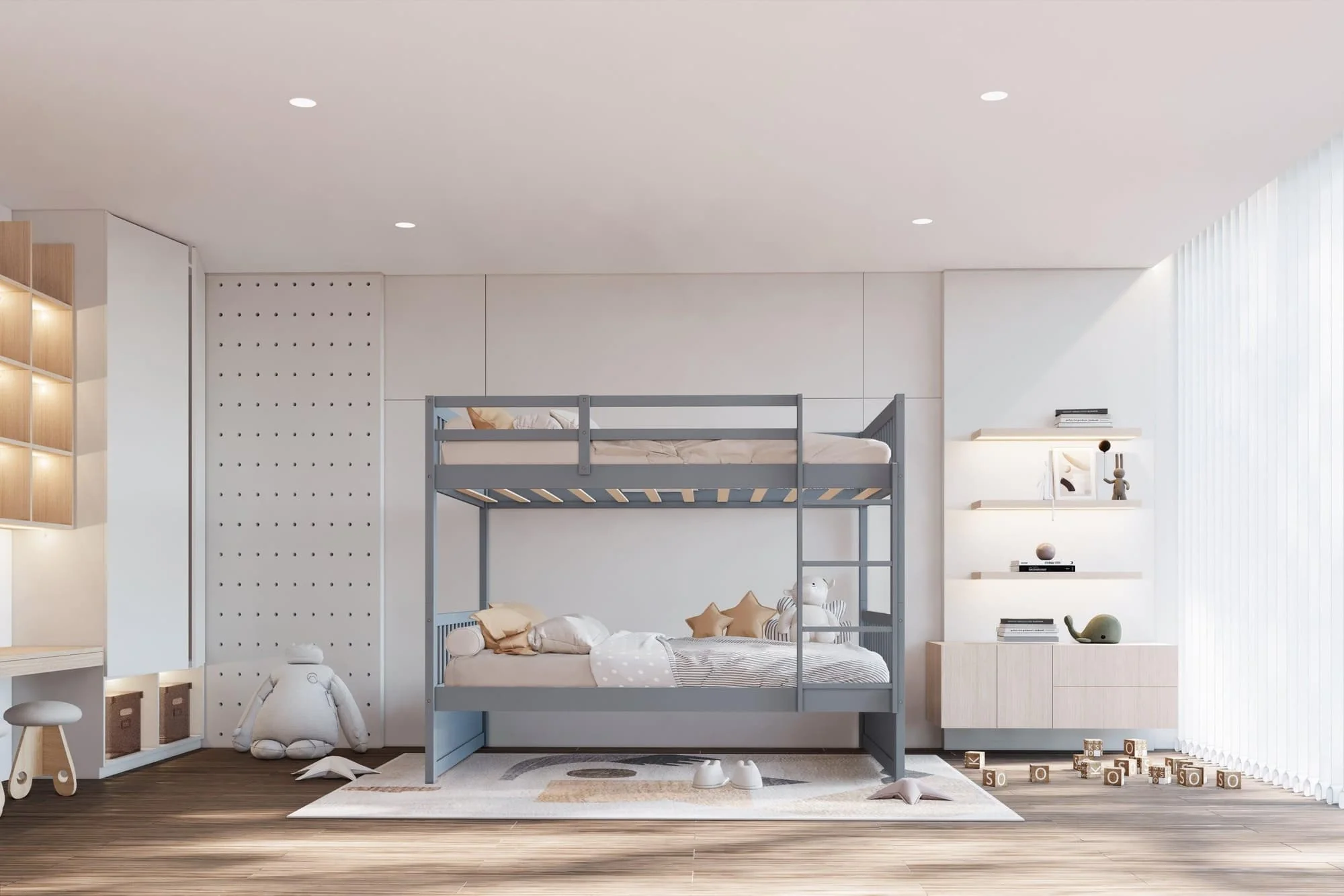 Gray Twin Over Twin Bunk Bed