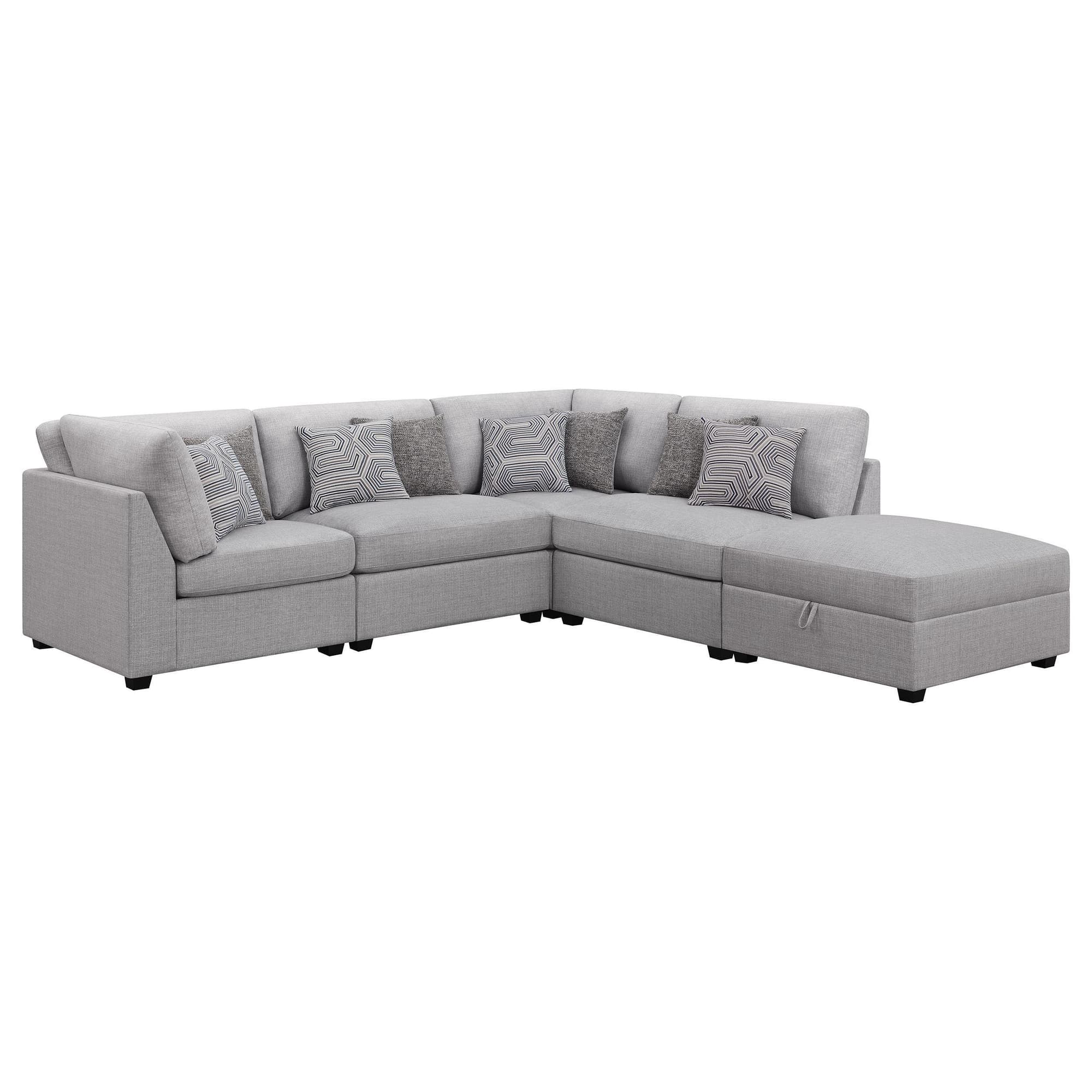 Cambria 5-Piece Upholstered Modular Sectional Sofa Grey - Image 1