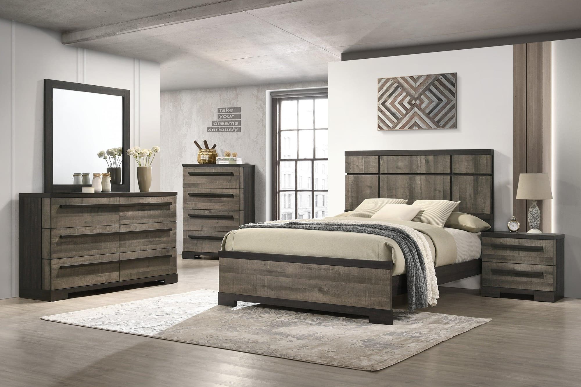 Remington Gray Upholstered Panel Bedroom Set - Image 1
