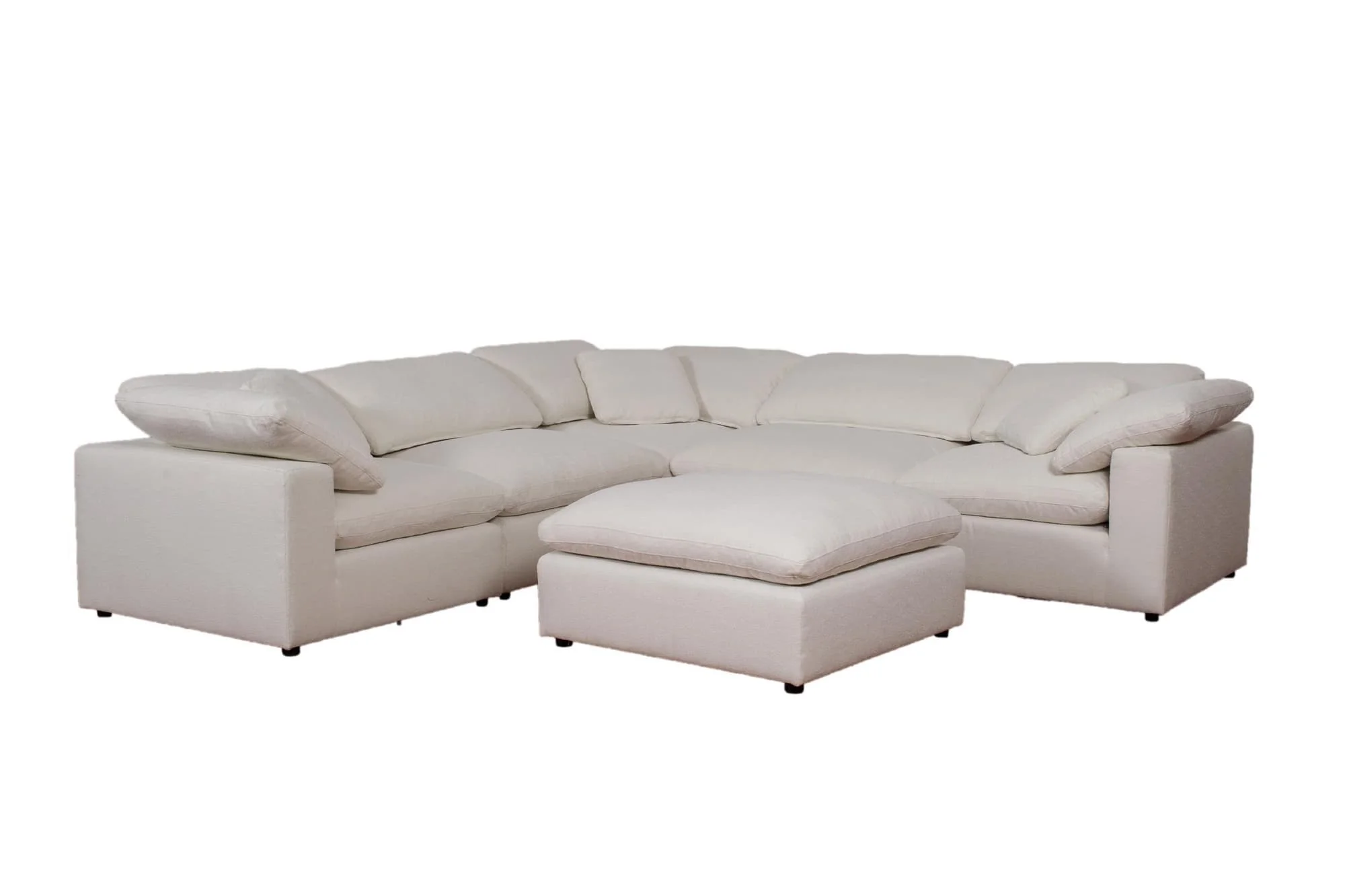 Raleigh 6-Piece Boucle Upholstered Modular Sectional Ivory - Image 1
