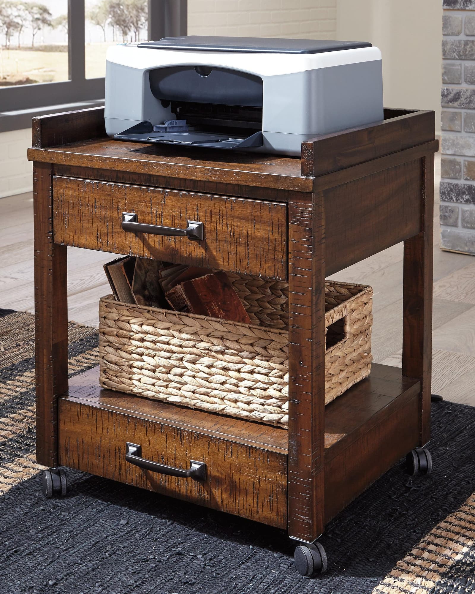 Baldridge Rustic Brown Printer Stand - Image 1