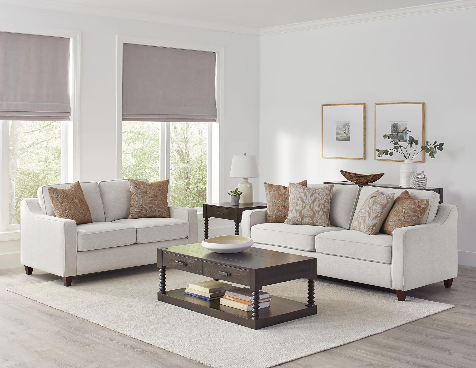 Christine 2-Piece Upholstered Sloped Arm Sofa Set Beige - Image 1