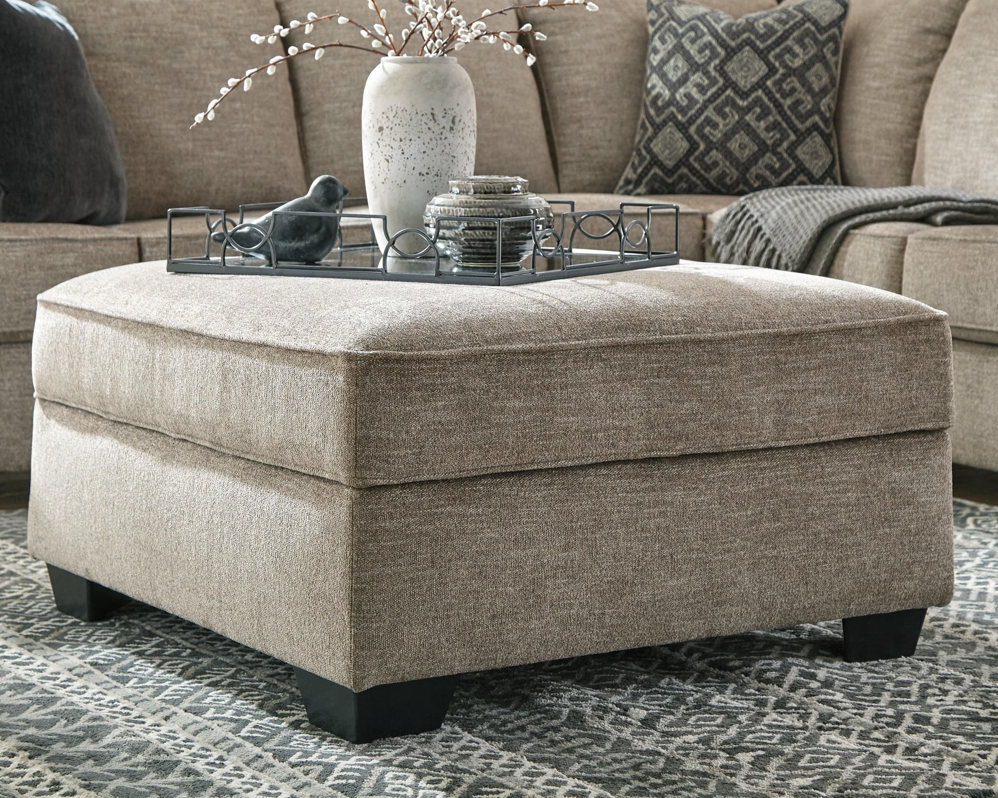 Bovarian Stone Chenille Ottoman - Image 1