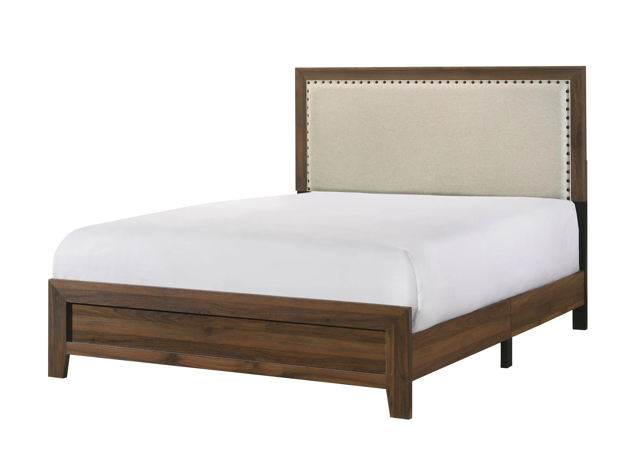 Millie Brown Fabric Upholstered Panel King Bed - Image 1