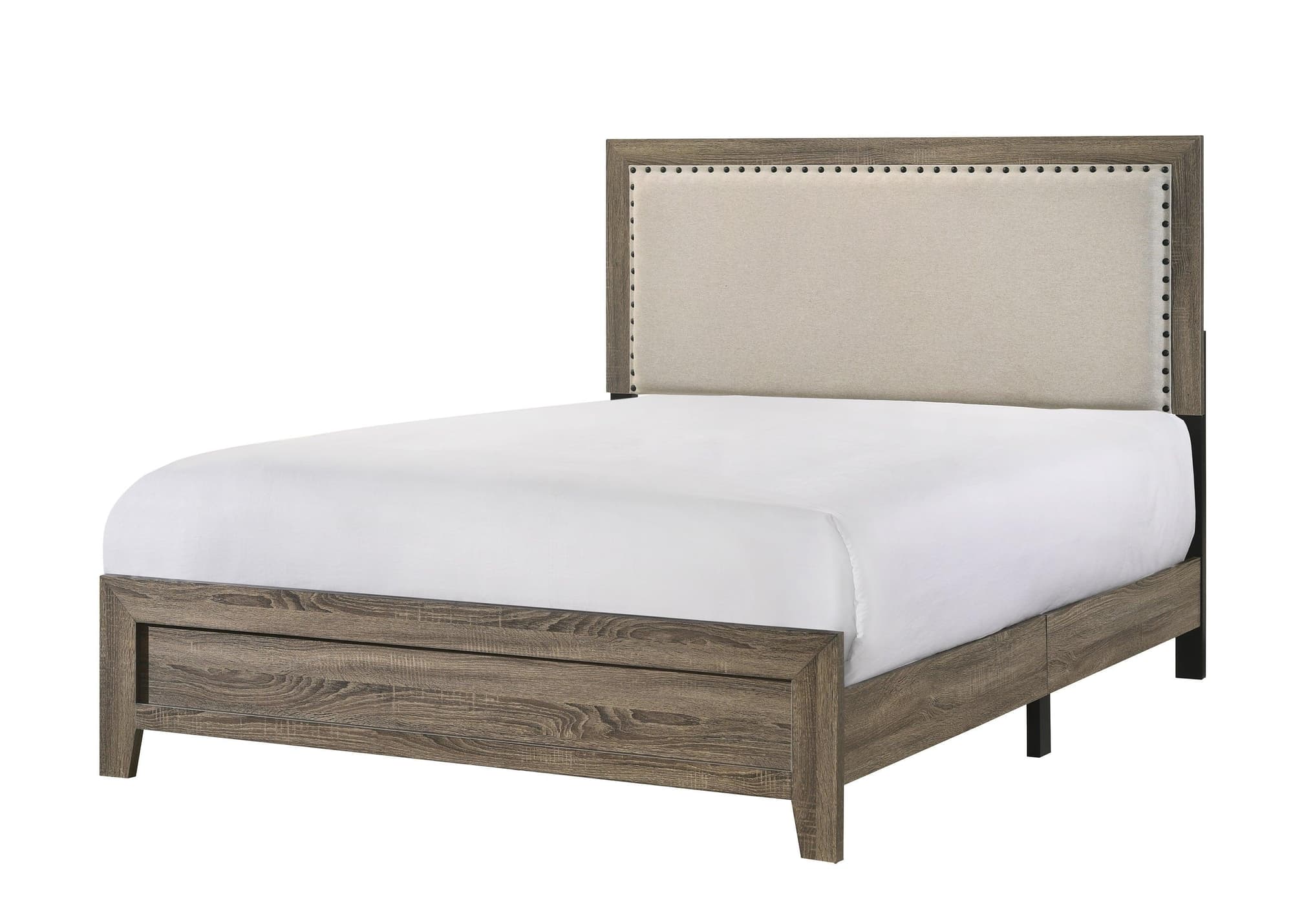 Millie Gray Fabric Upholstered Panel Full Bed - Image 1