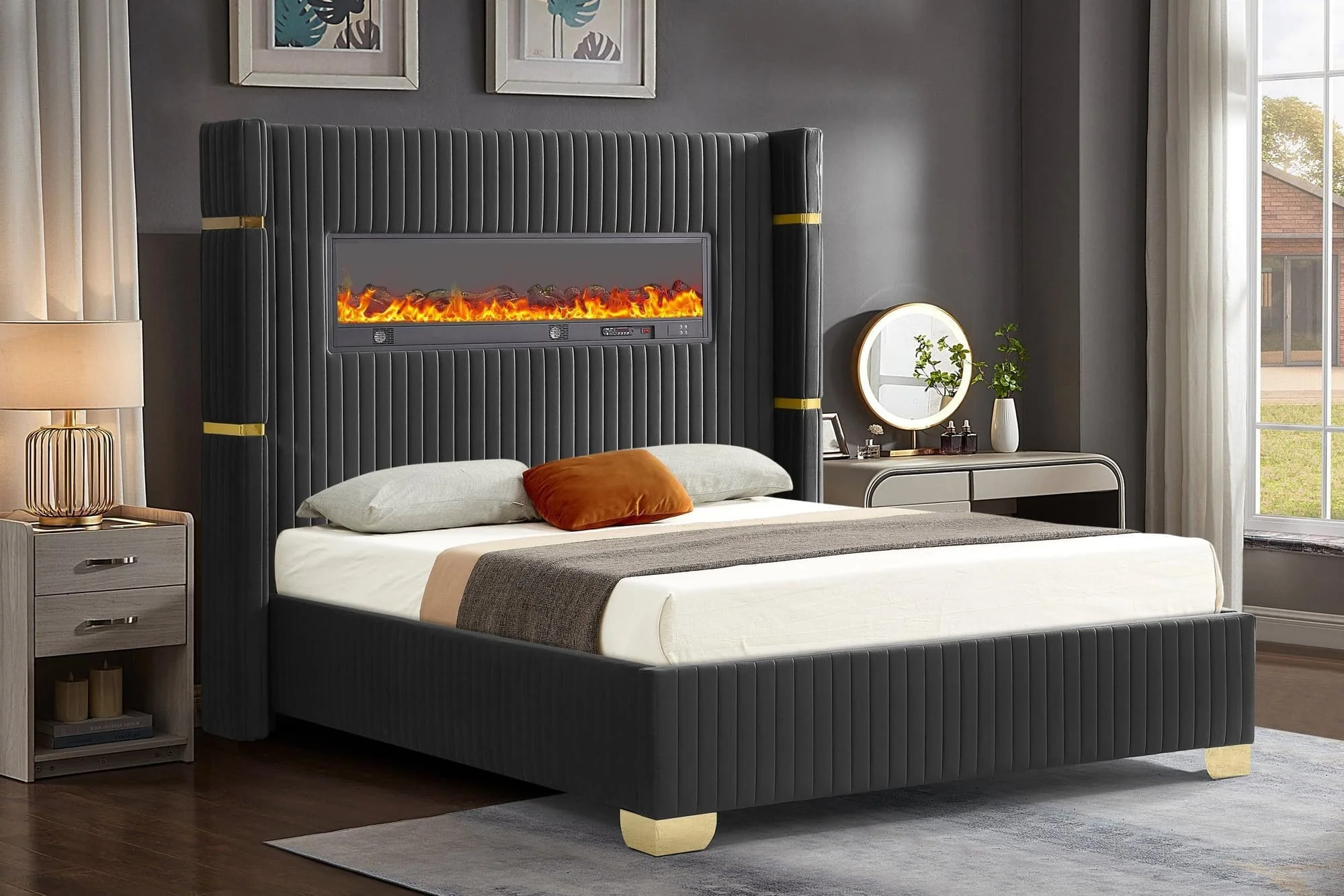 Romance Black Platform Queen Bed - Image 1