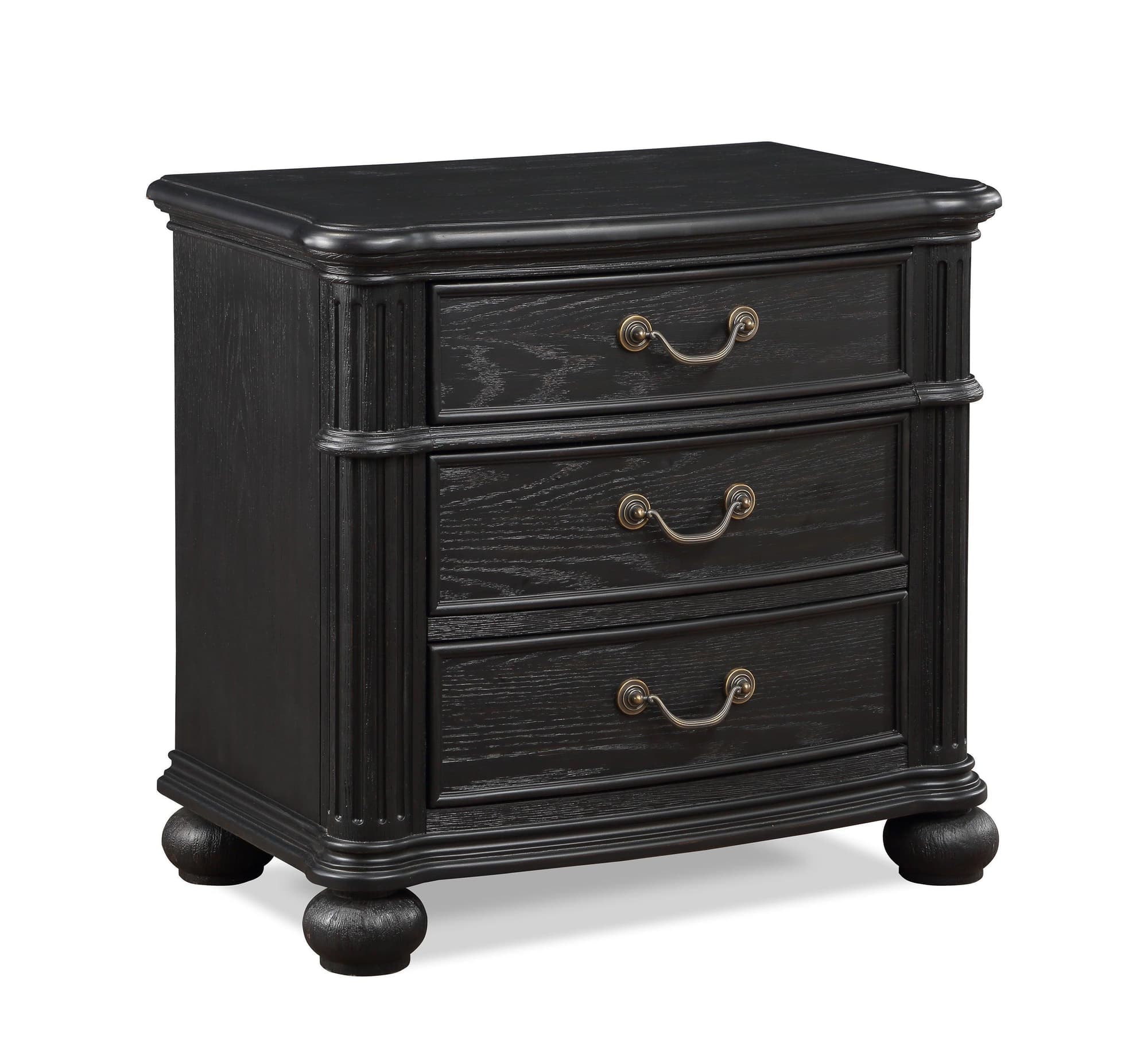 Kingsbury Black 3 Drawers Nightstand - Image 1