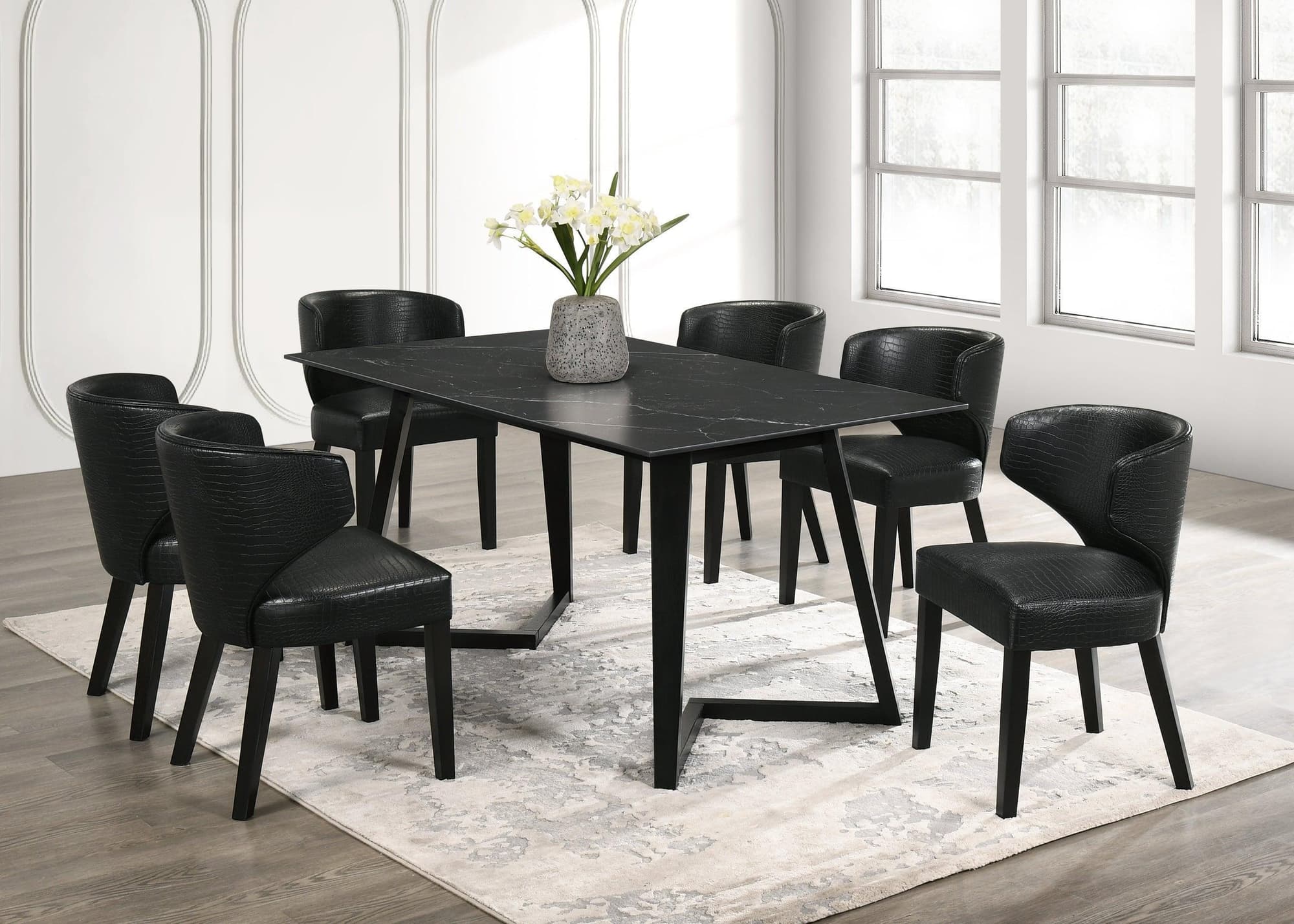 Hamilton Onyx PU Black Dining Room Set - Image 1